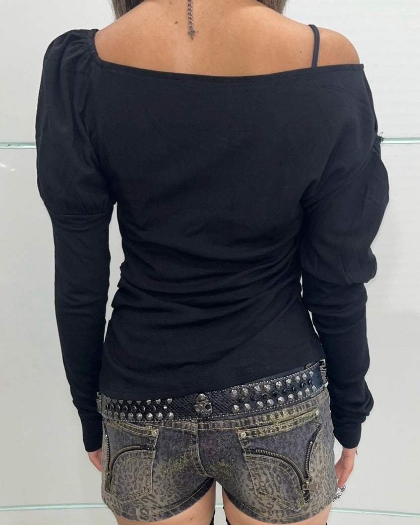 国際配送【BABY09】one-shoulder graffiti tops