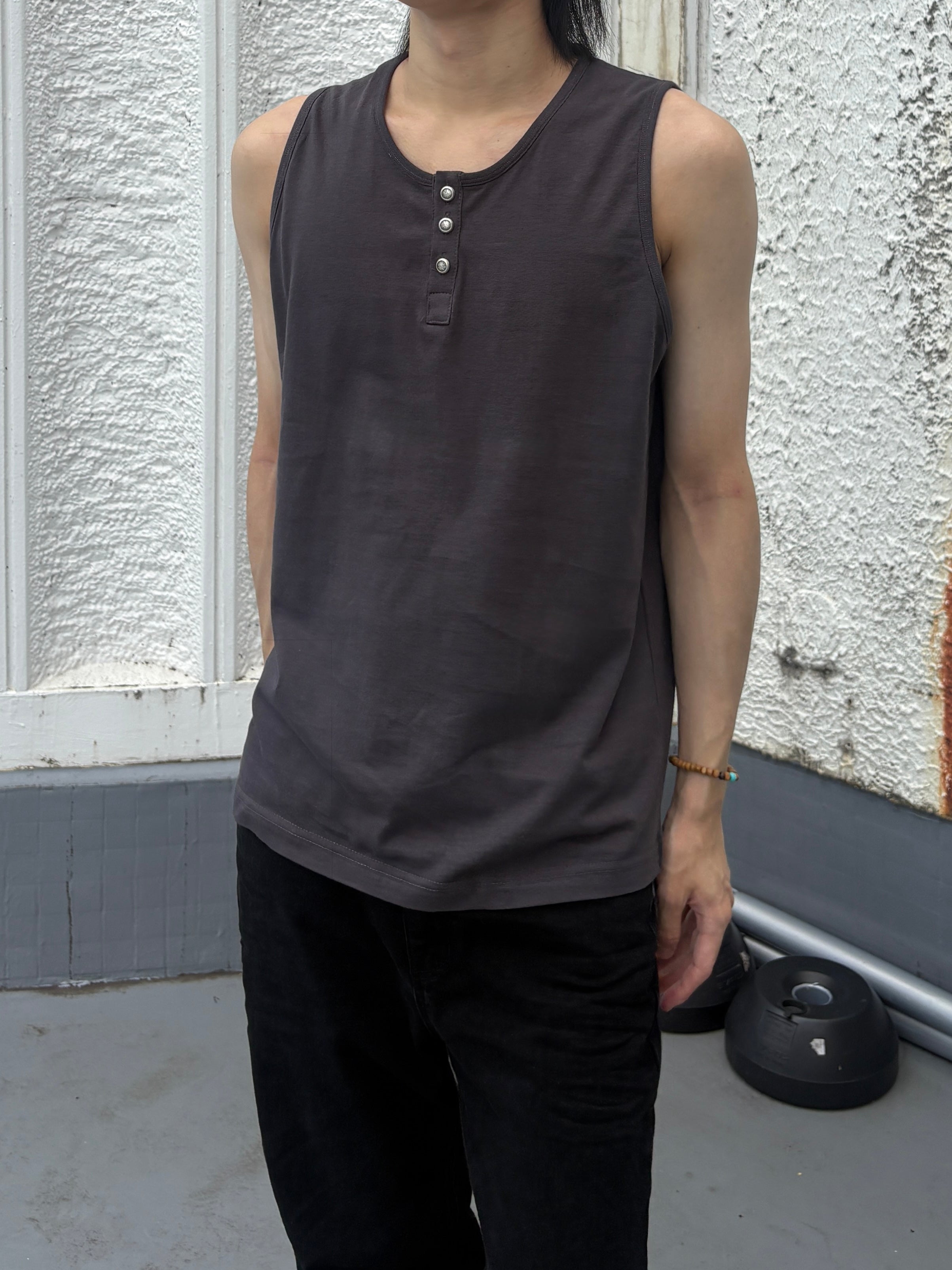 受注制【youll】Henley neck tank top (3color)