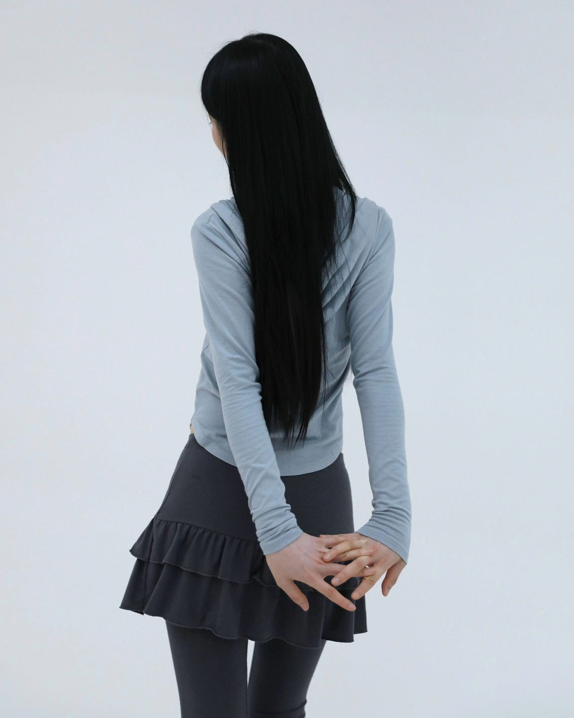 【Uglyshadow】SLIM LONG BUTTON HOODIE TOP