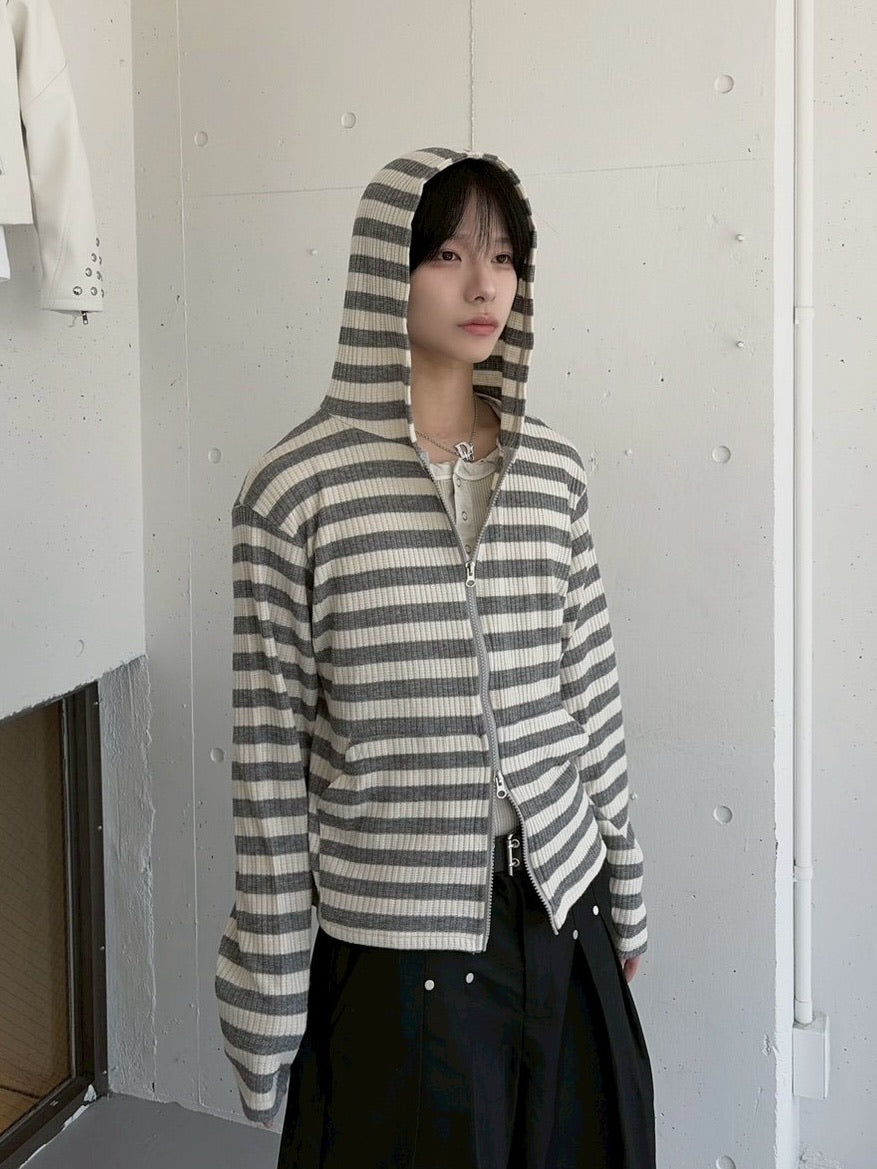 受注制【LUV CODE】stripe zip hoodie 2 (3color)