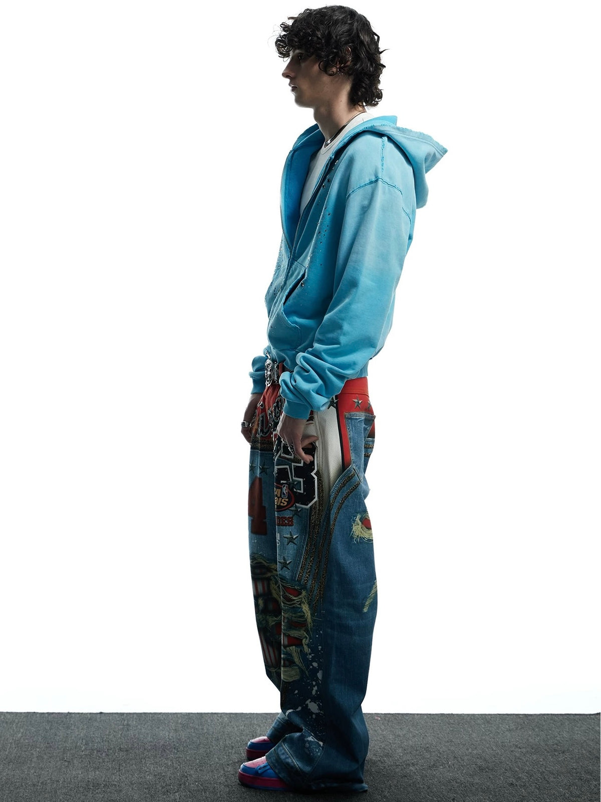 【DND4DES】Rhinestone Washed Distressed Hoodie