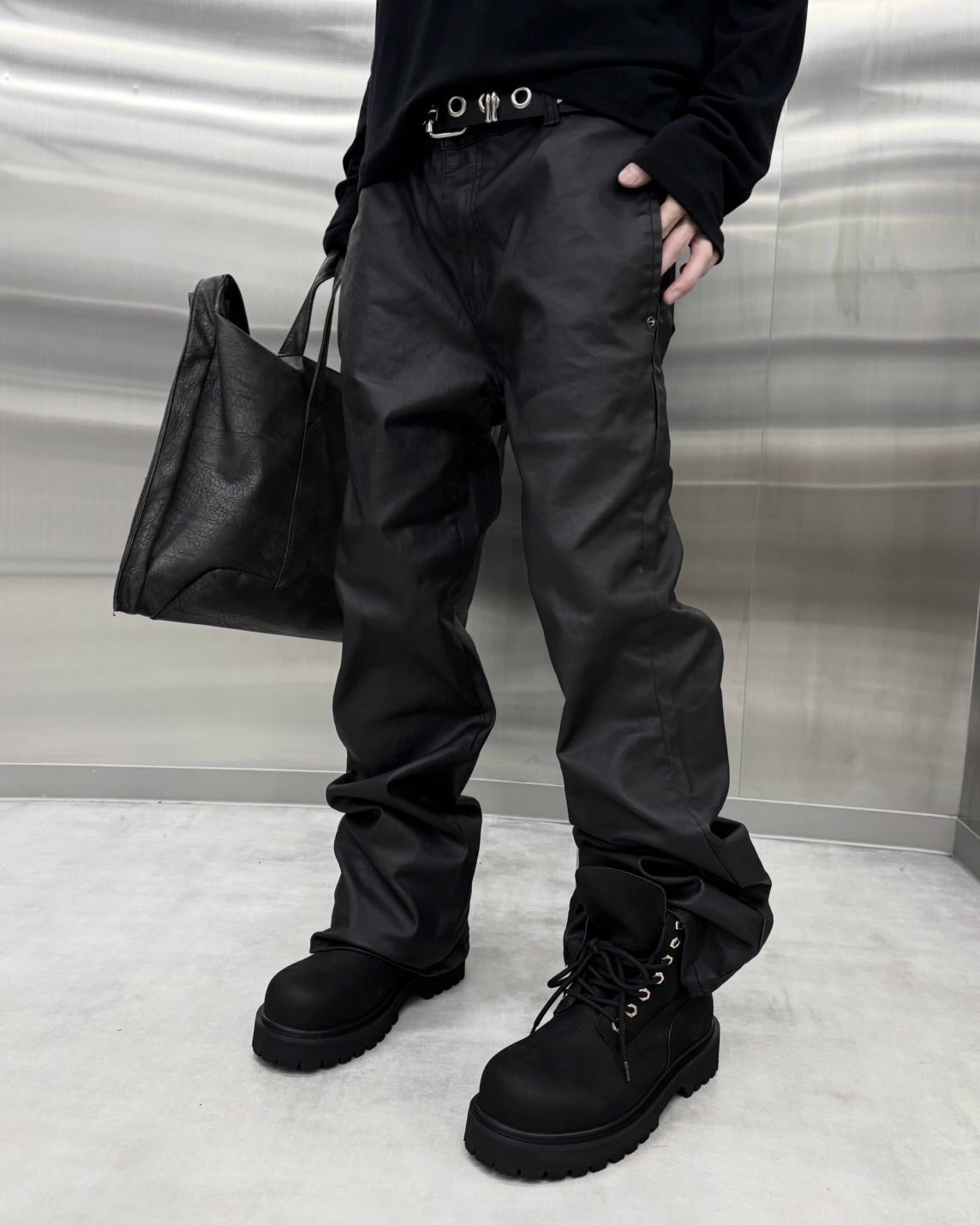受注制【nmtc+】Coated bootcut washing pants