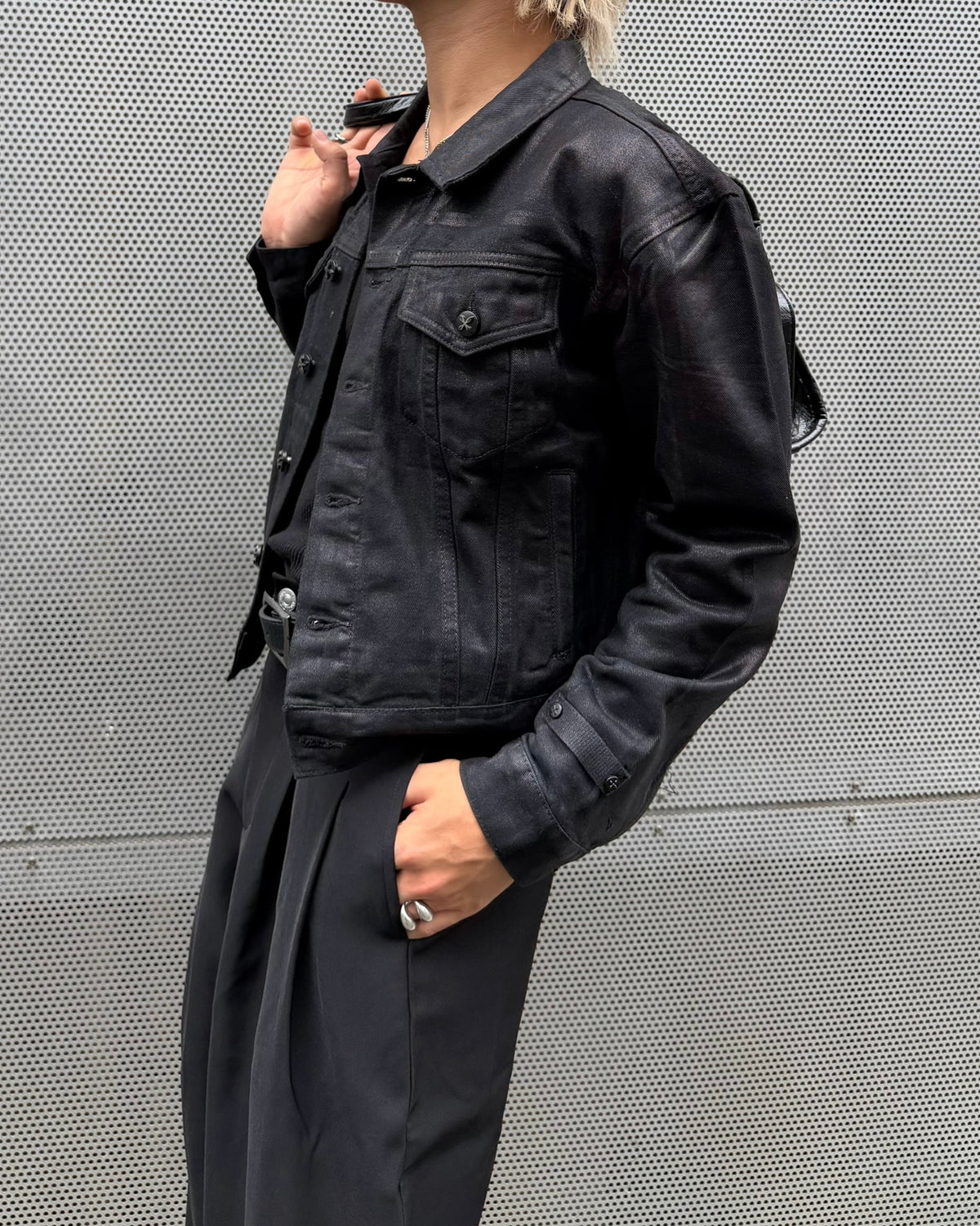 国際配送【RENOL】coating denim cropped jacket