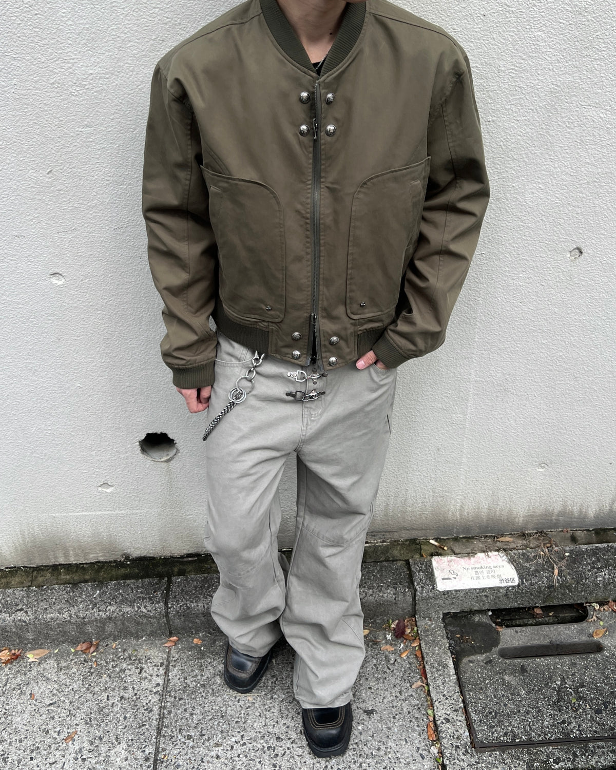 大阪店WEB限定受注制【Chikashitsu +】cropped heavy nylon MA-1 (2color)