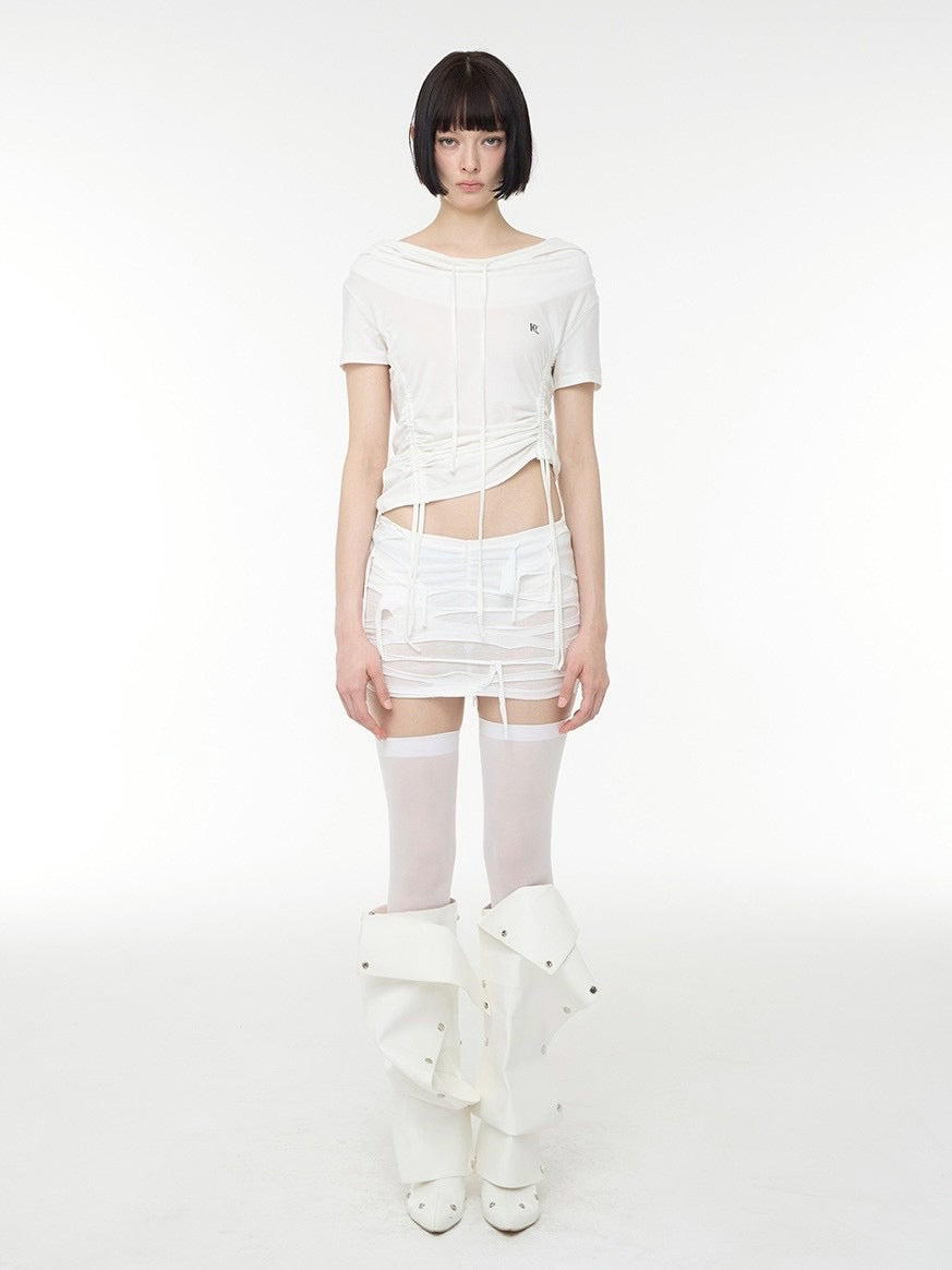 【ROCK CAKE】Shirring Hoodie Top