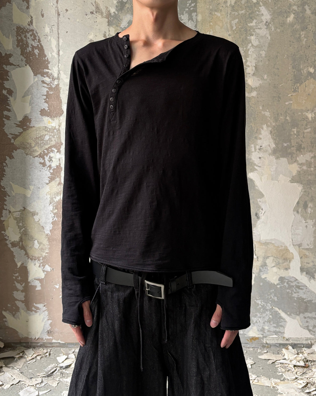 【Lee fi Ne】Offset Henley LS Tee