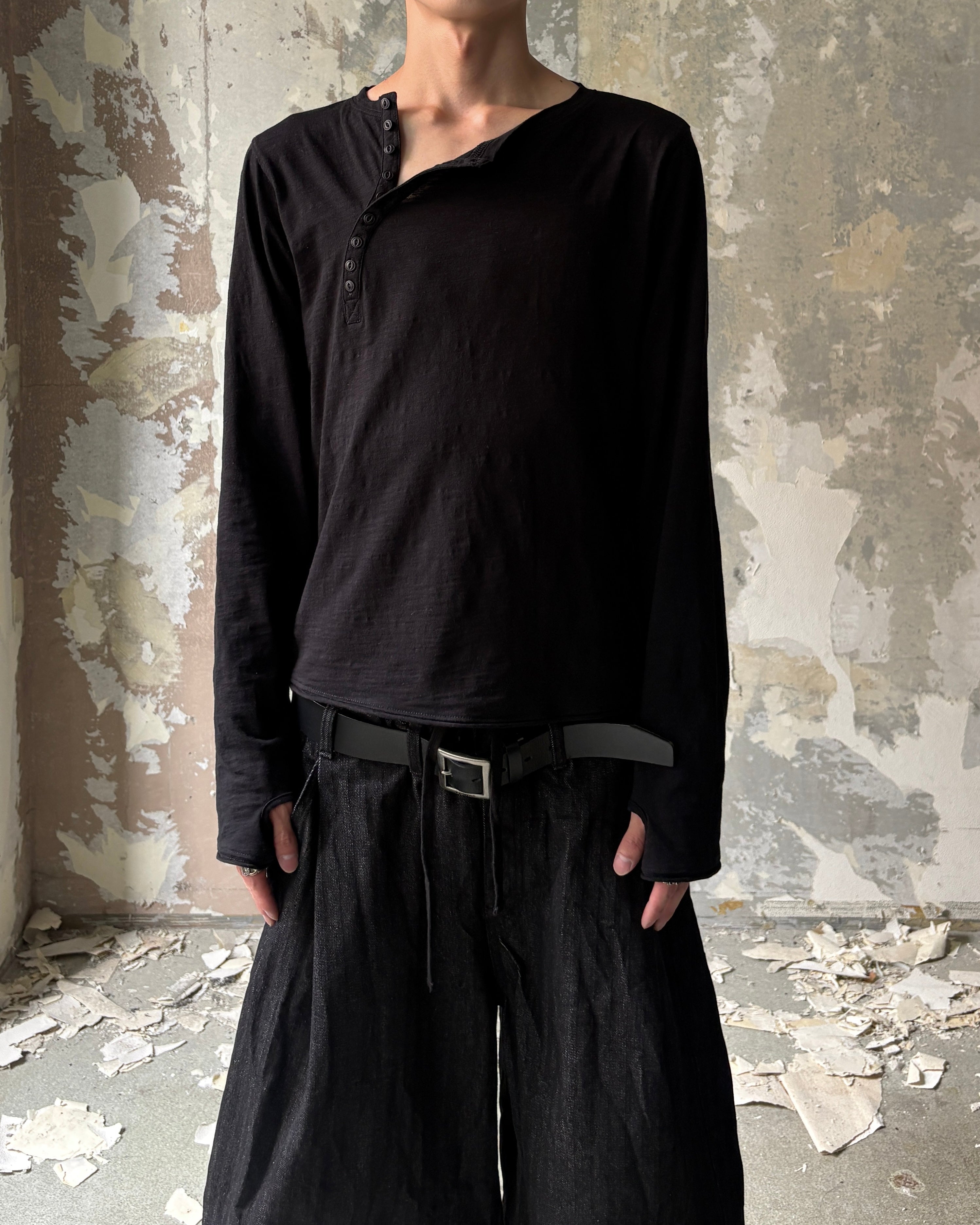 【Lee fi Ne】Offset Henley LS Tee