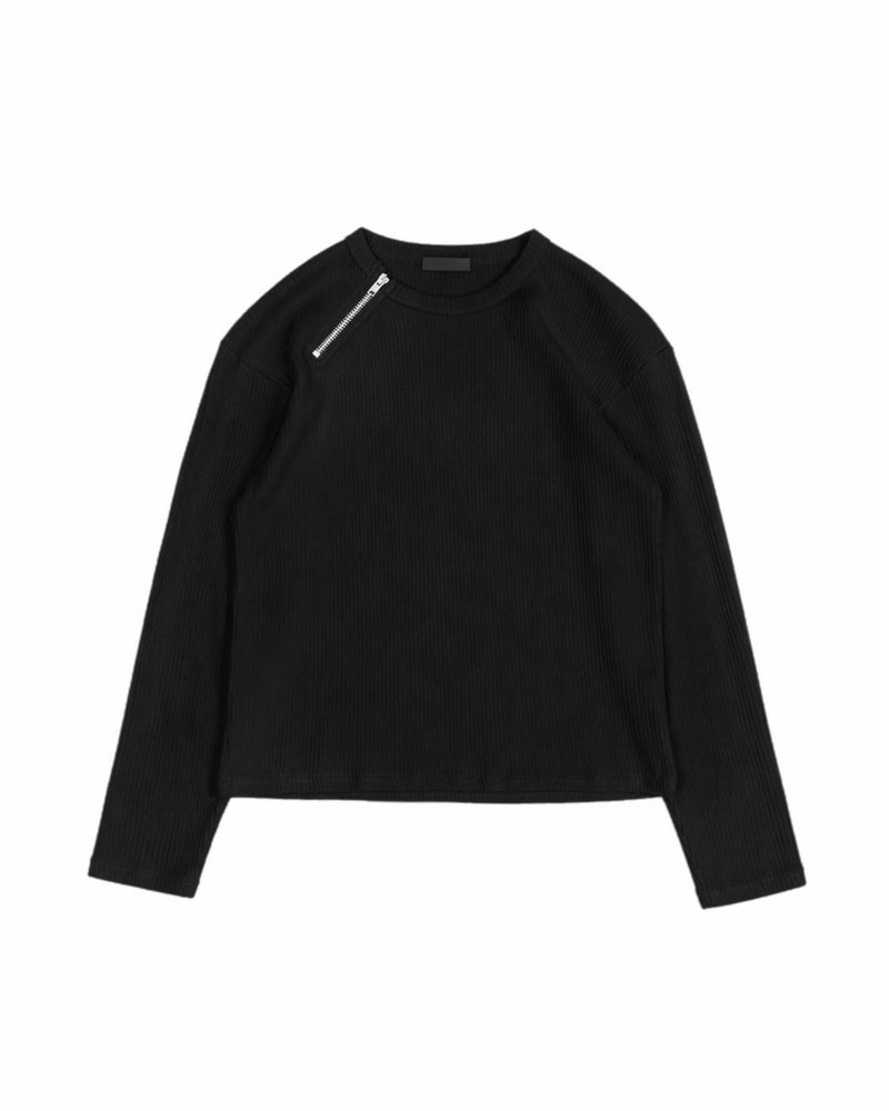 受注制【Chikashitsu +】metal zip waffle long sleeve (2color)
