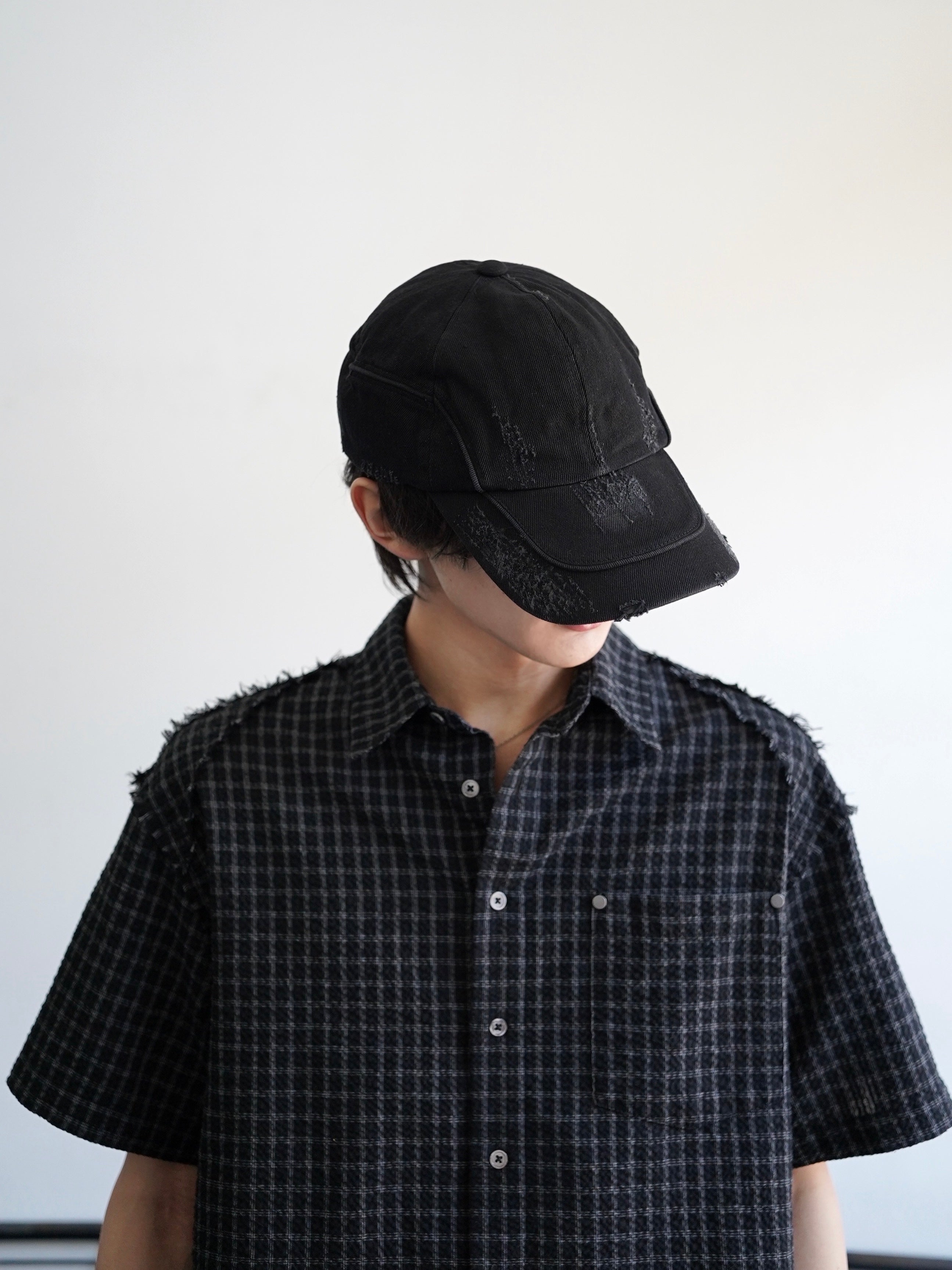 CHIKASHITSU PLUS HIGH】Arch washed denim cap (wash black