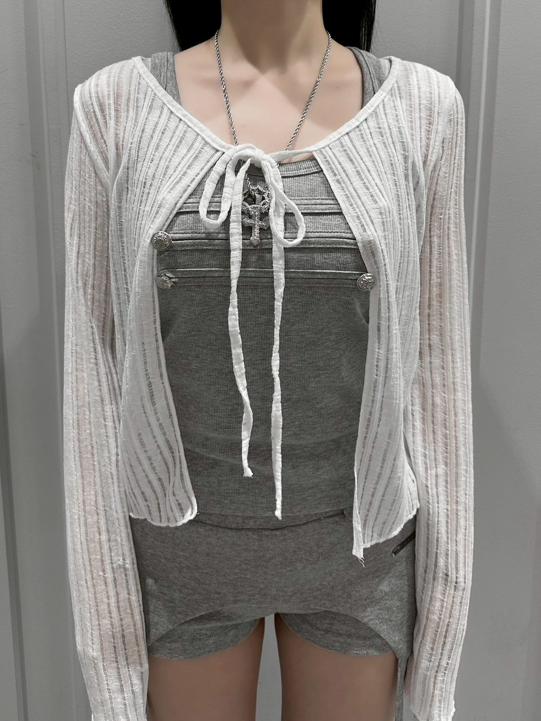 受注制【nmtc+】Sheer Bolero Cardigan (3color)
