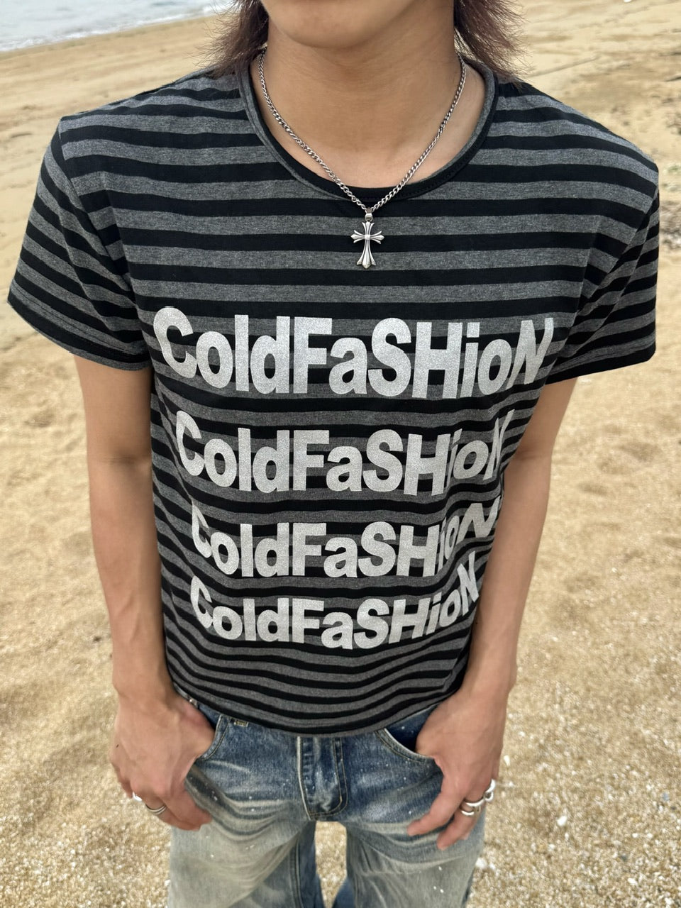 国際配送【RENOL】stripe logo tee