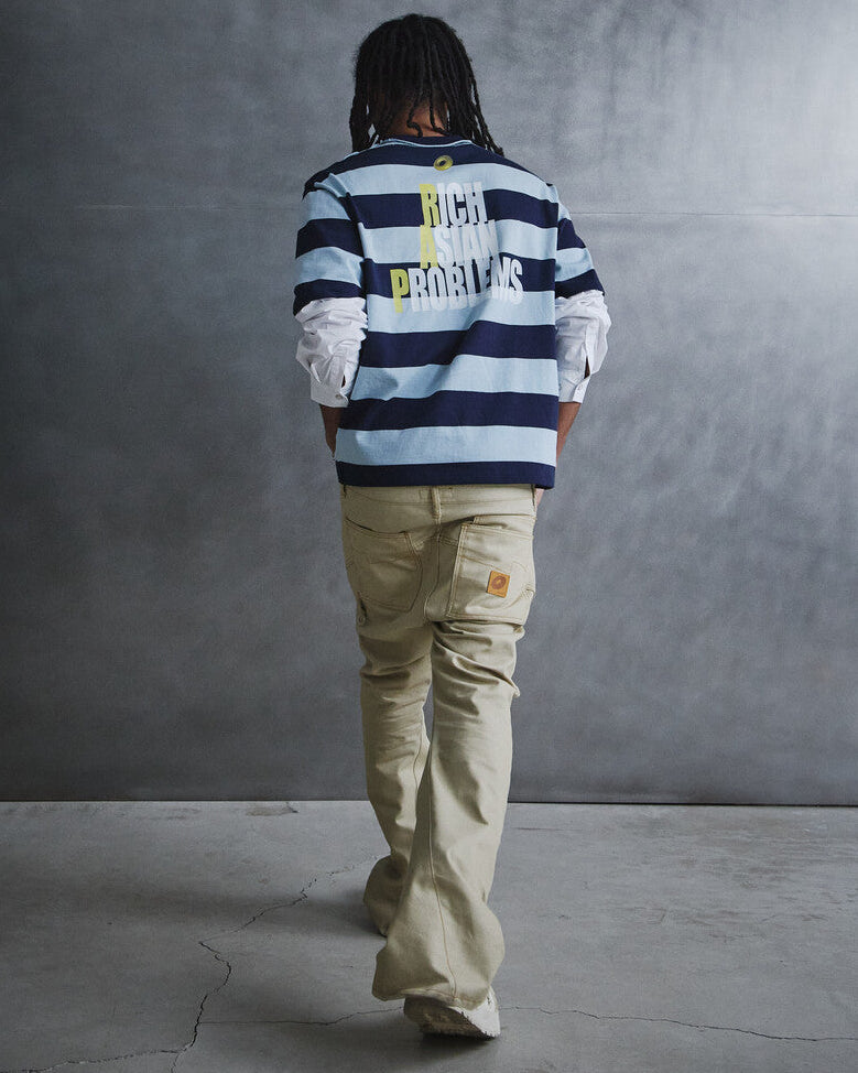 【BEBOF】Beige Side Cut Flared Jeans