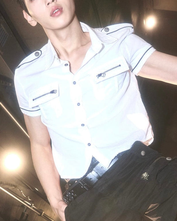 【LECYTO】Piping Military Half Shirt