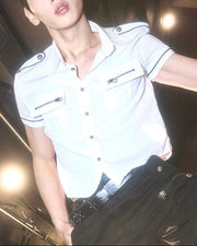 【LECYTO】Piping Military Half Shirt