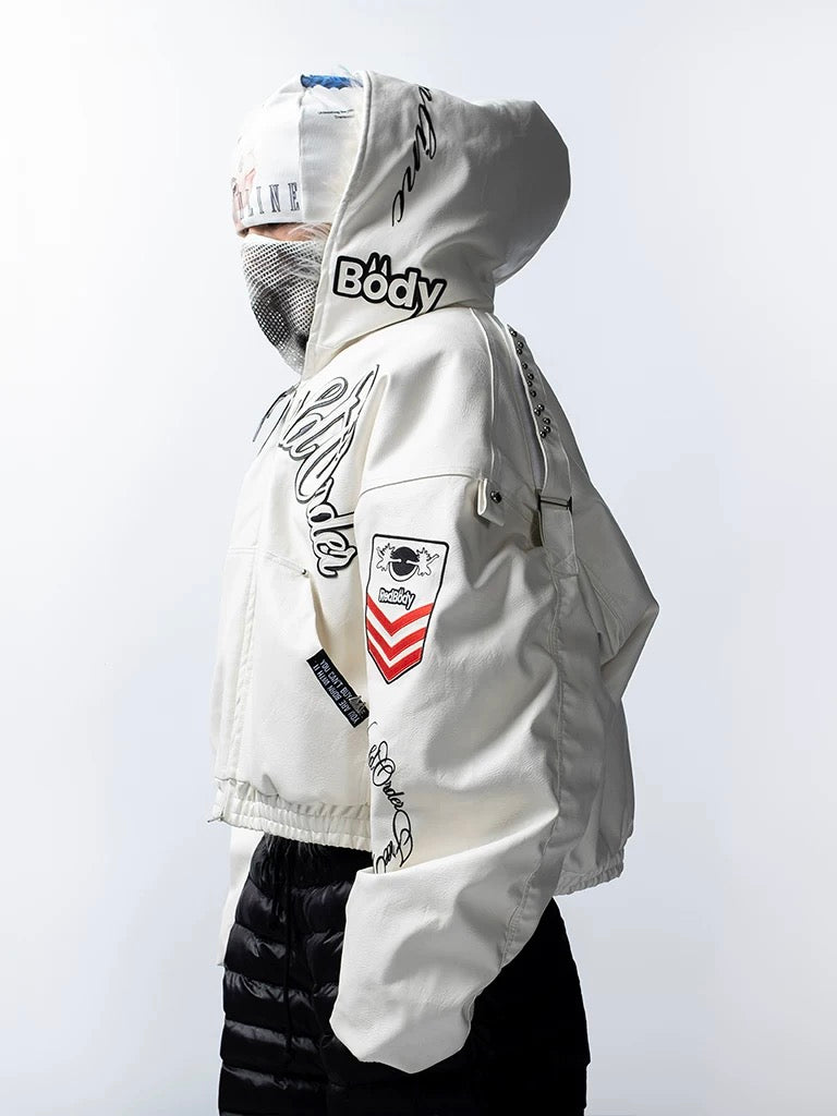 【F.V.V.O】Embroidered Hooded Bomber Jacket
