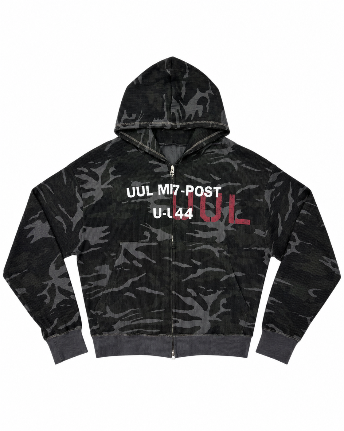 受注制【Never mind the XU】MILITARY CAMO THERMAL ZIP HOODIE (2color)