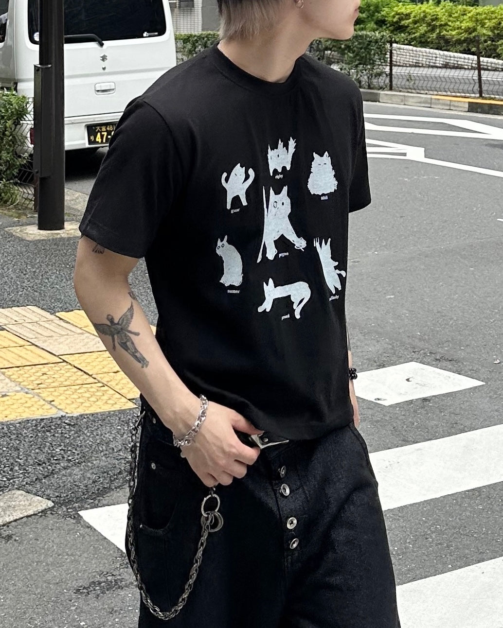 大阪店WEB限定受注制【Chikashitsu +】cat mood graphic t-shirt (2color)