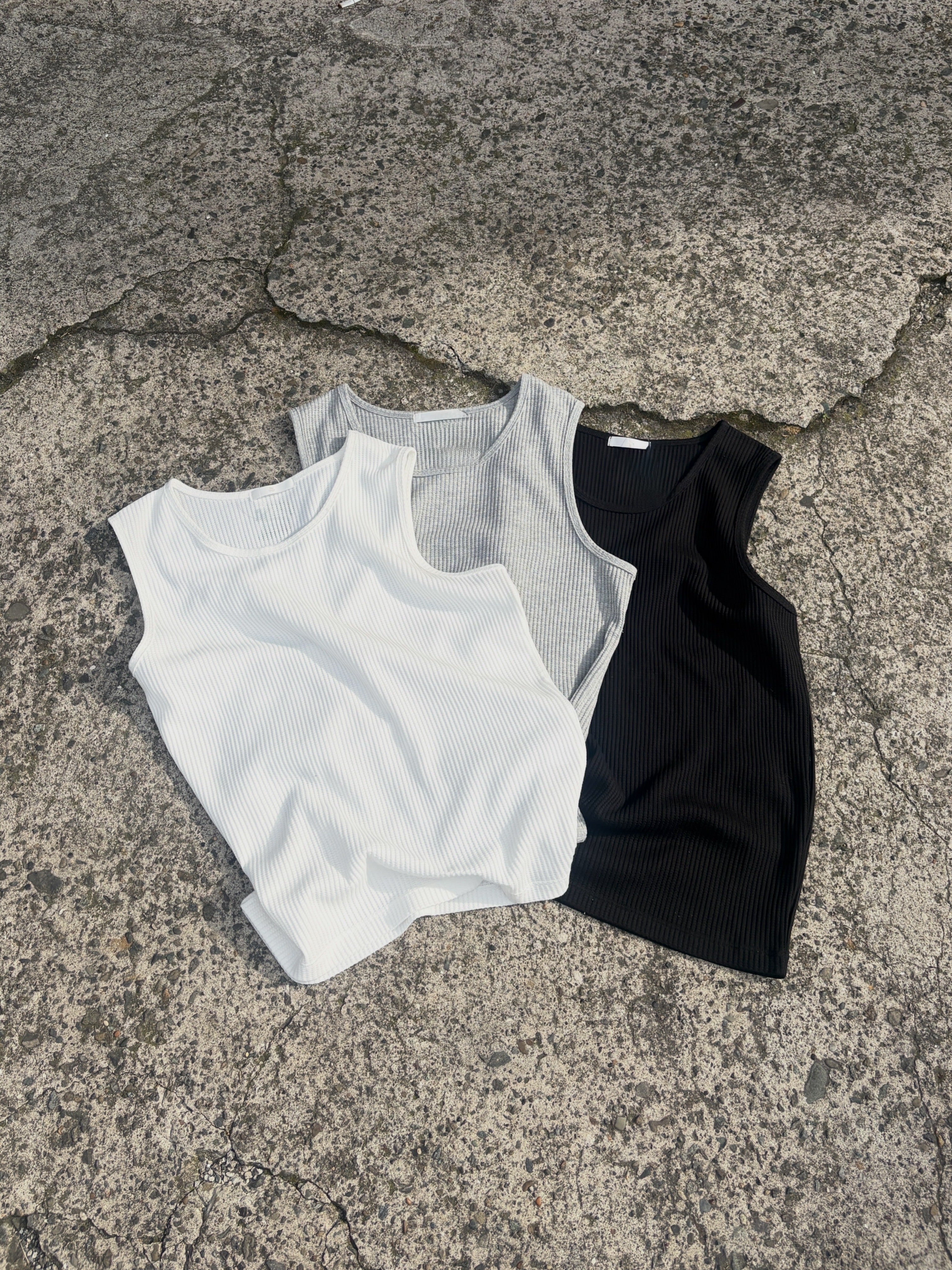 受注制【youll】Waffle tank top (3color)