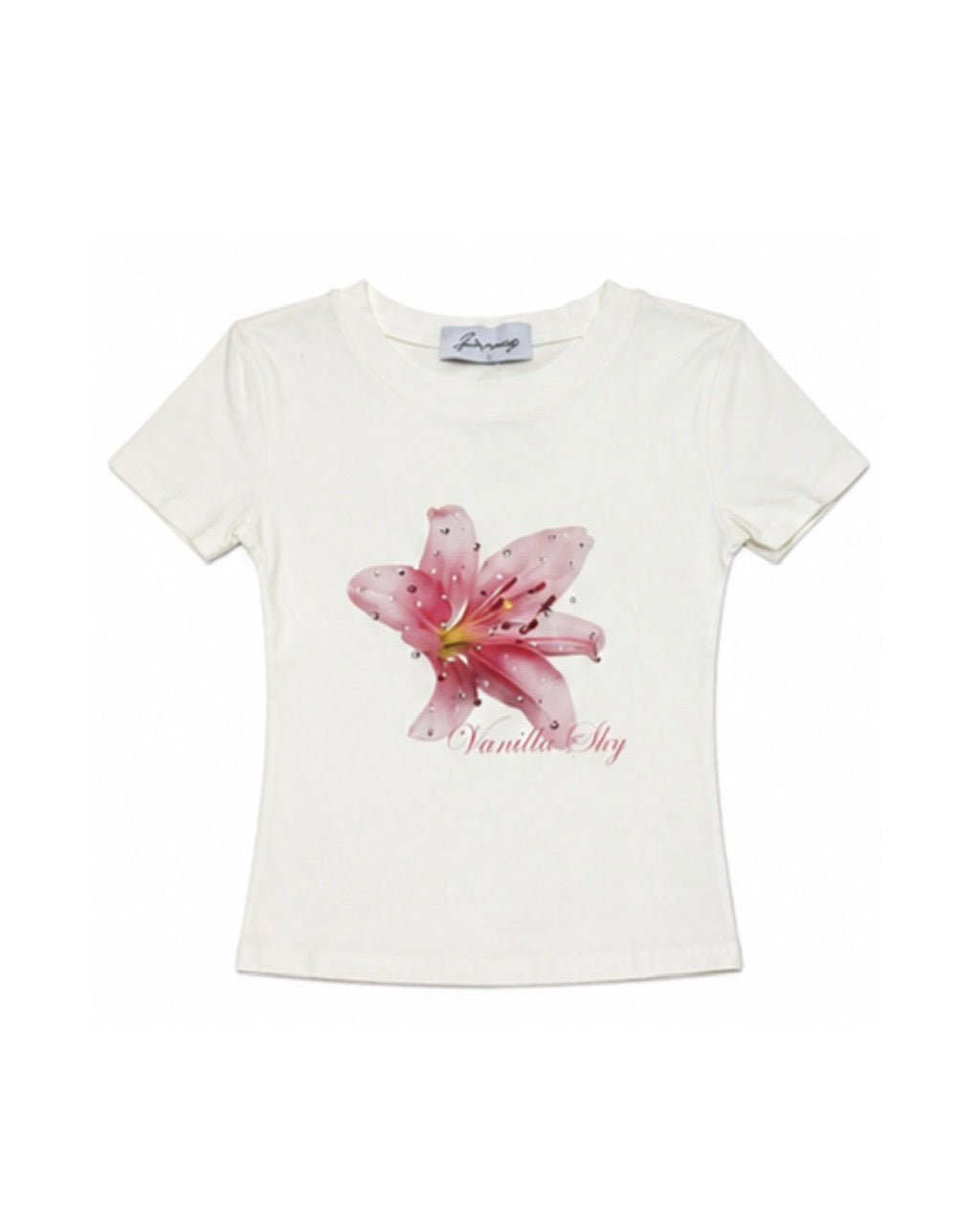 国際配送【Never mind the XU】flower rhinestone tee (3color)