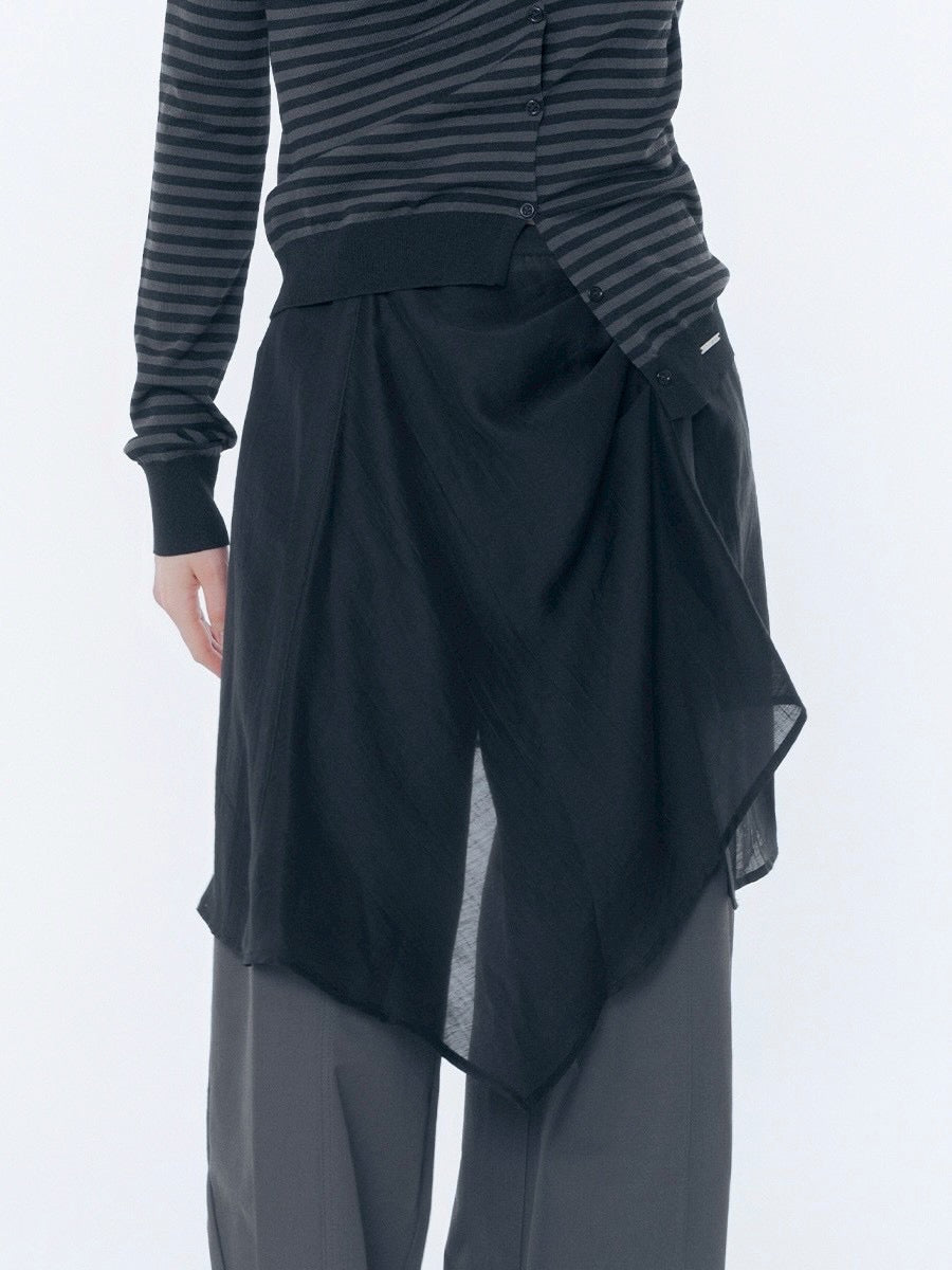 【Miseki seoul】Button layered wrap skirt