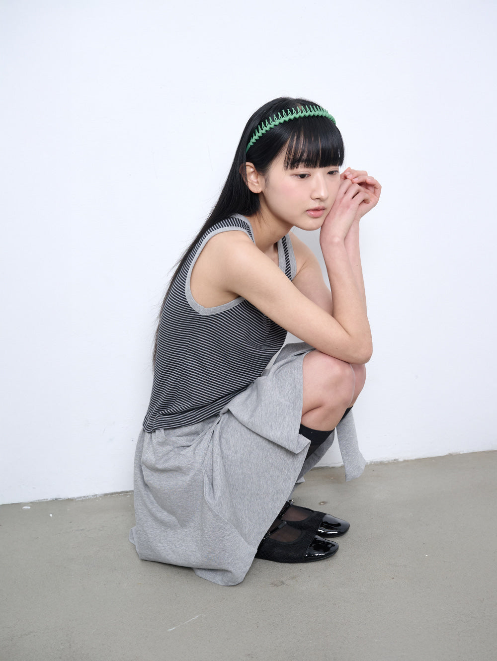 6/8 21:00発売【TUOMIO】STRIPE TIE DRESS