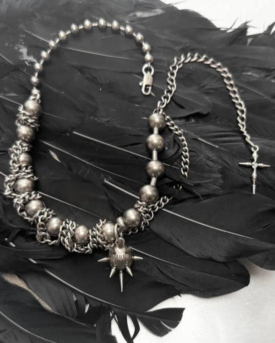 【IIIMIII】Heavy-Bead Grunge Collar Necklace