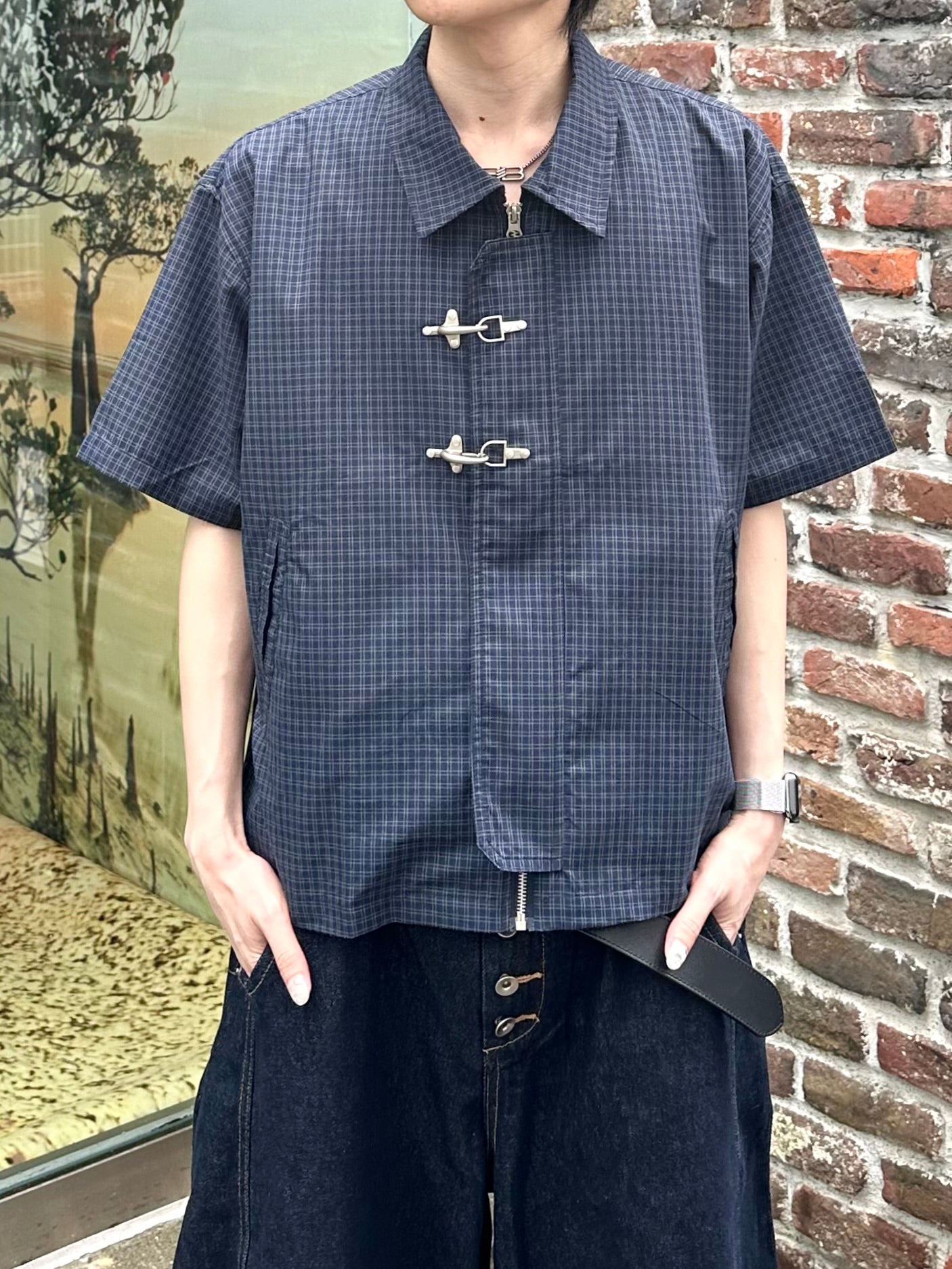 大阪店WEB限定受注制【Chikashitsu +】double buckle shirt jacket (2color)