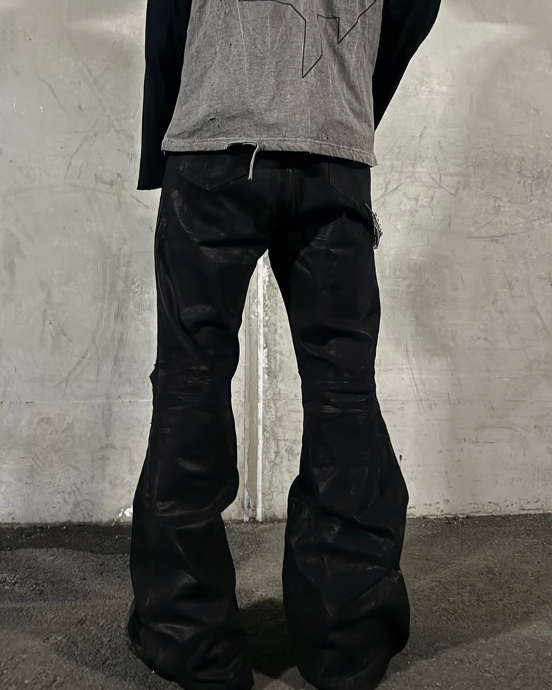 【LOIN ARMIS】Flare coating skewer chain jeans