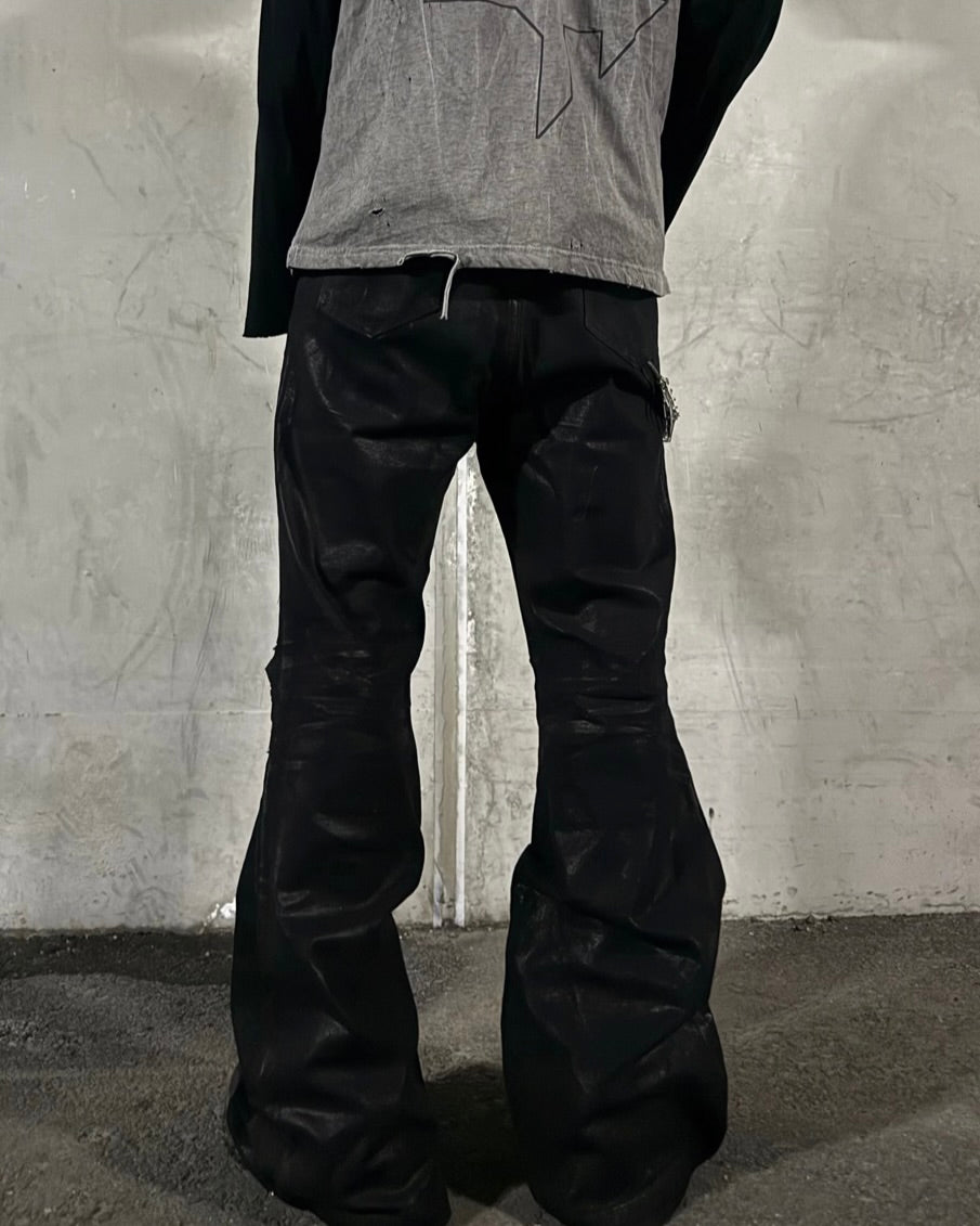 【LOIN ARMIS】Flare coating skewer chain jeans