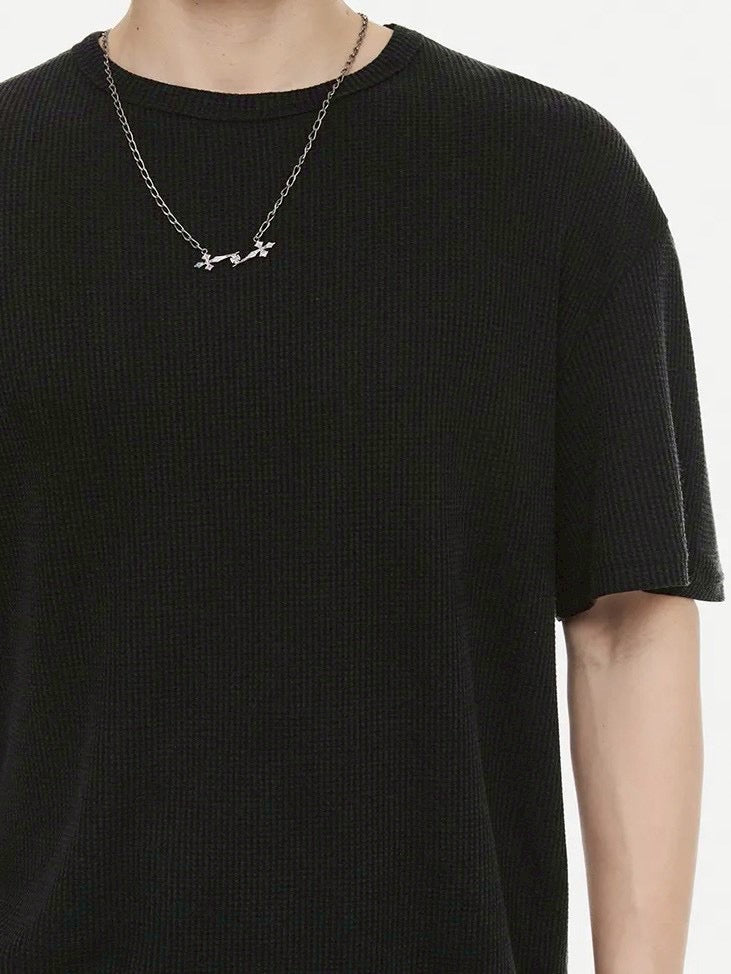 【DNSR】Cool Tencel Waffle Crop T-Shirt