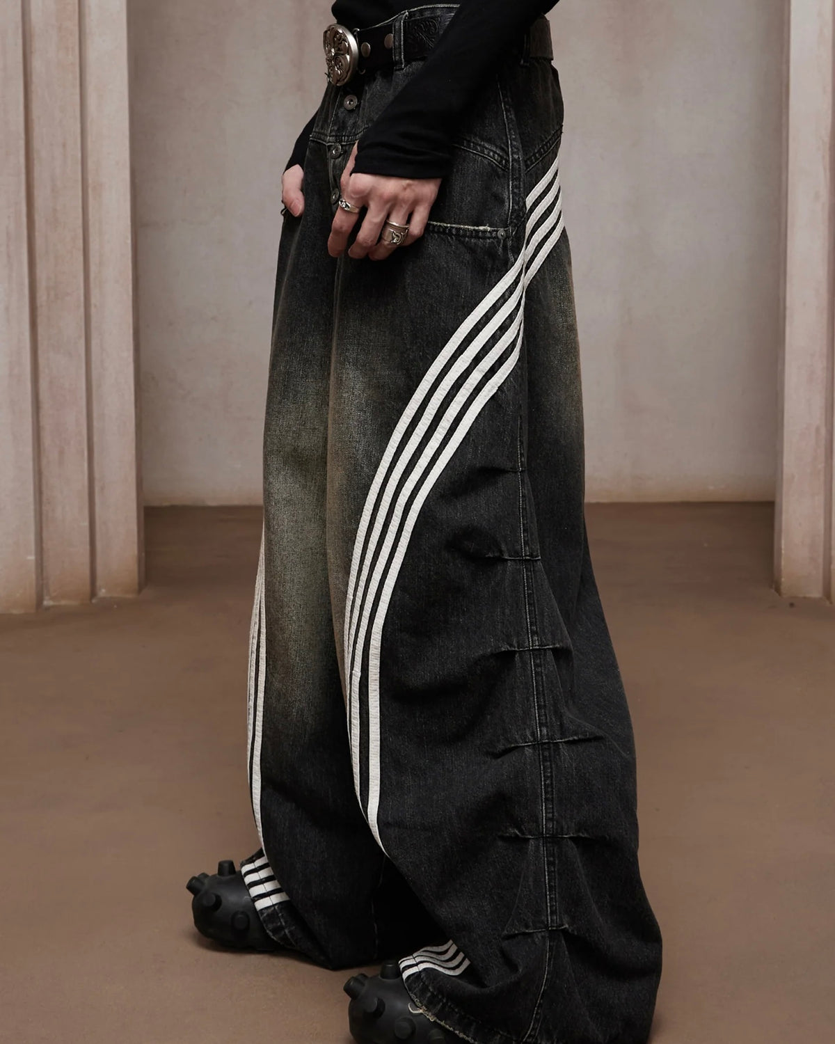 【DND4DES】Sport Pleated Washed Denim Pants