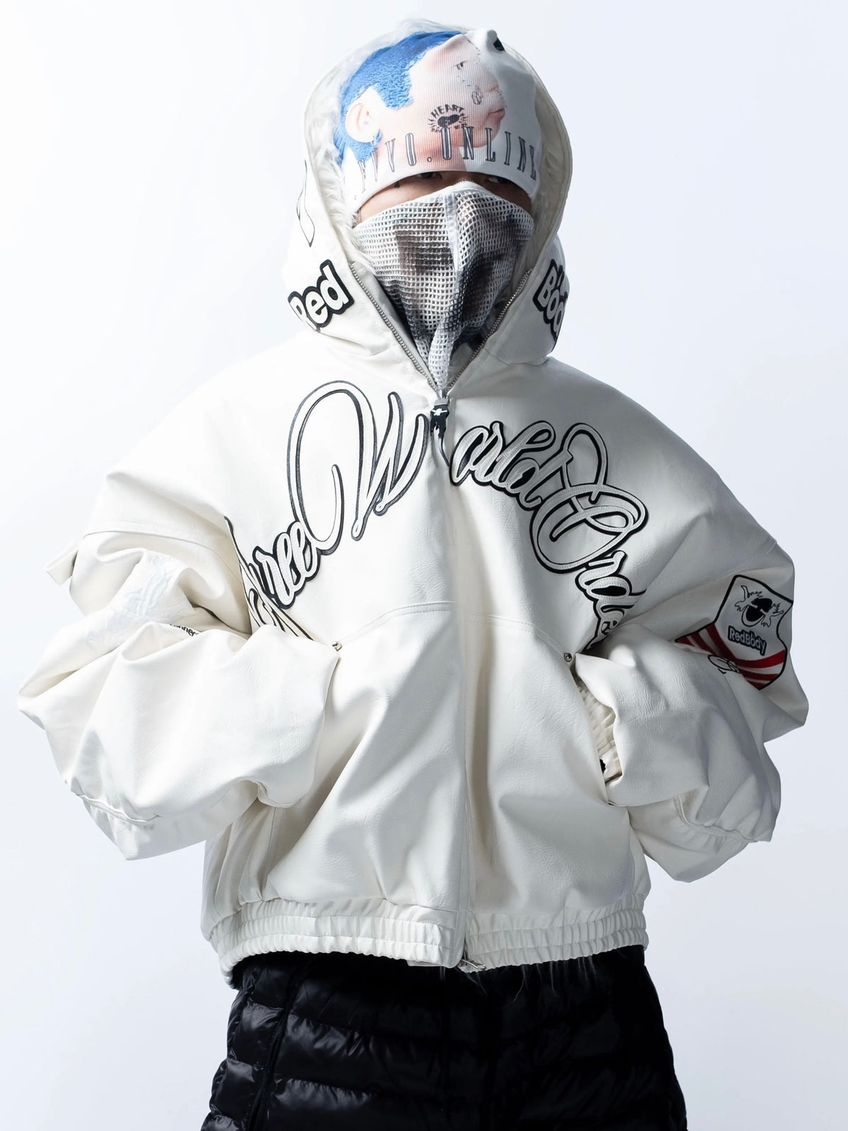 【F.V.V.O】Embroidered Hooded Bomber Jacket