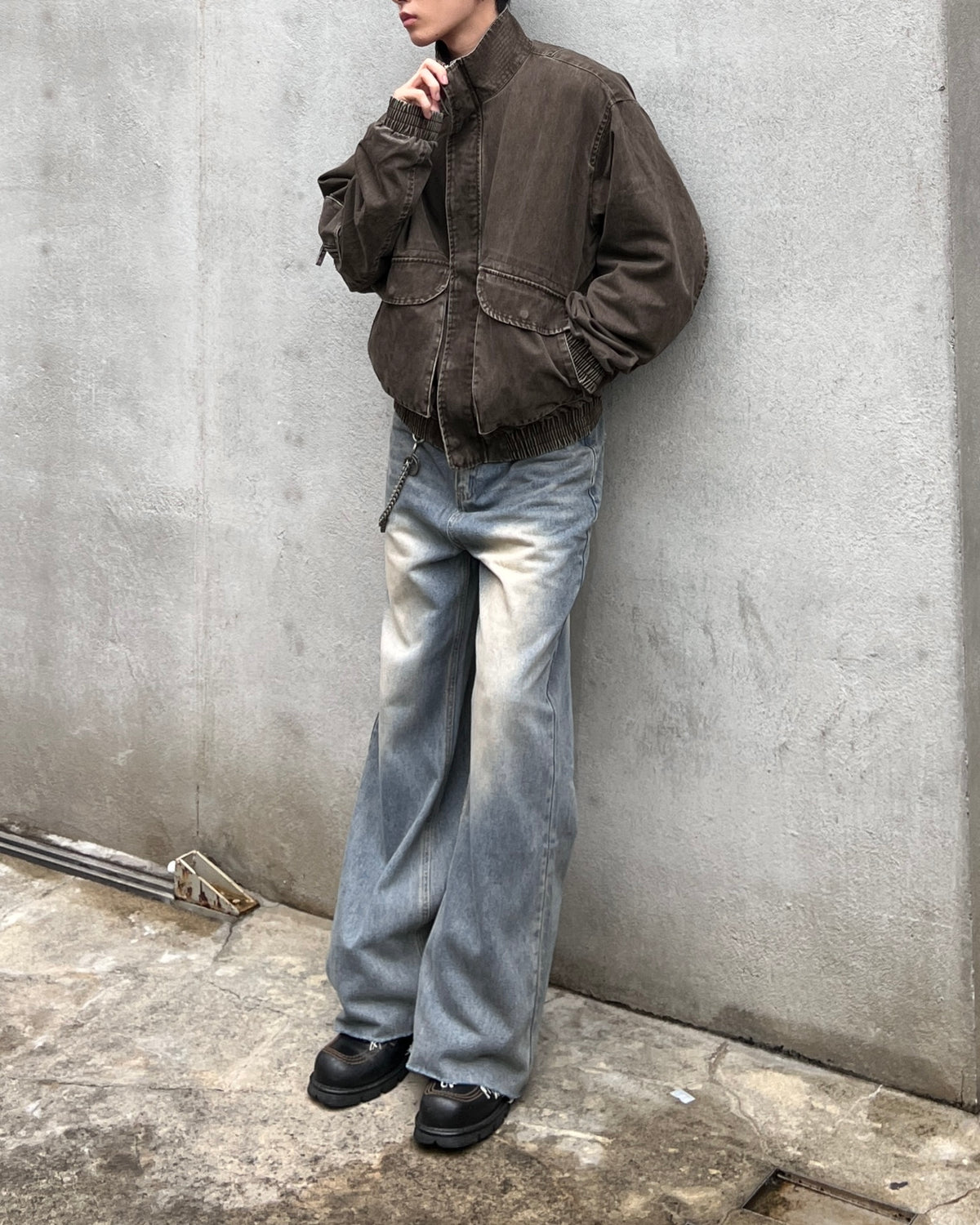 大阪店WEB限定受注制【Chikashitsu +】cutting bootcut denim pants (2color)