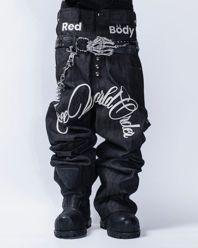 【F.V.V.O】Skeleton Hand & Spikes Leather Belt