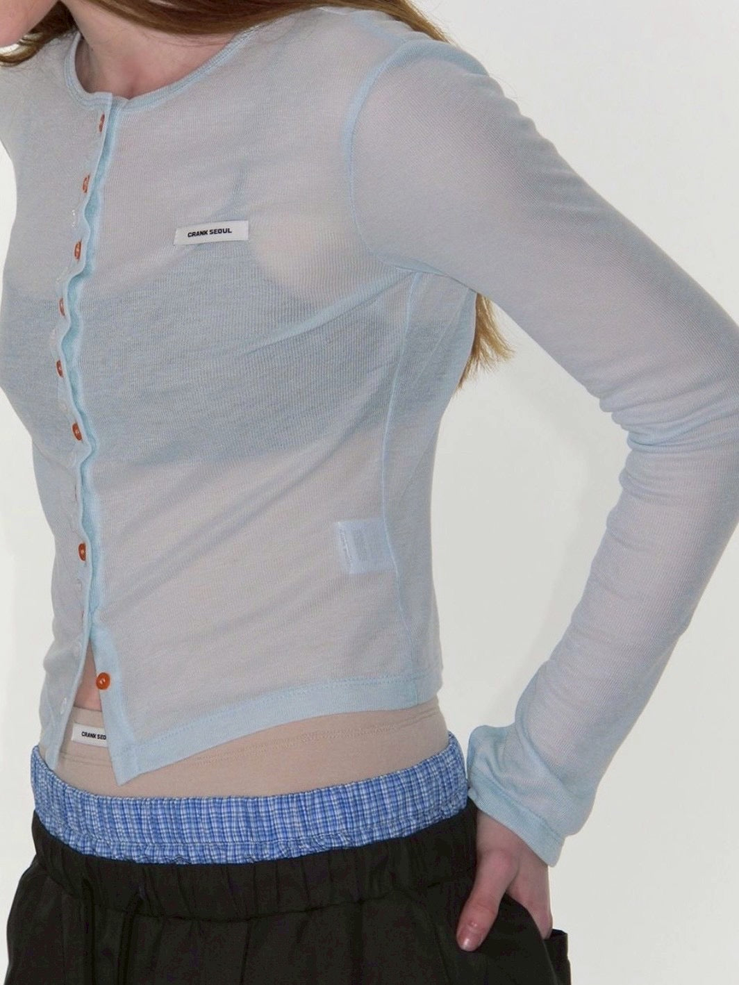 【CRANK】SHEER COLOR BUTTON CARDIGAN