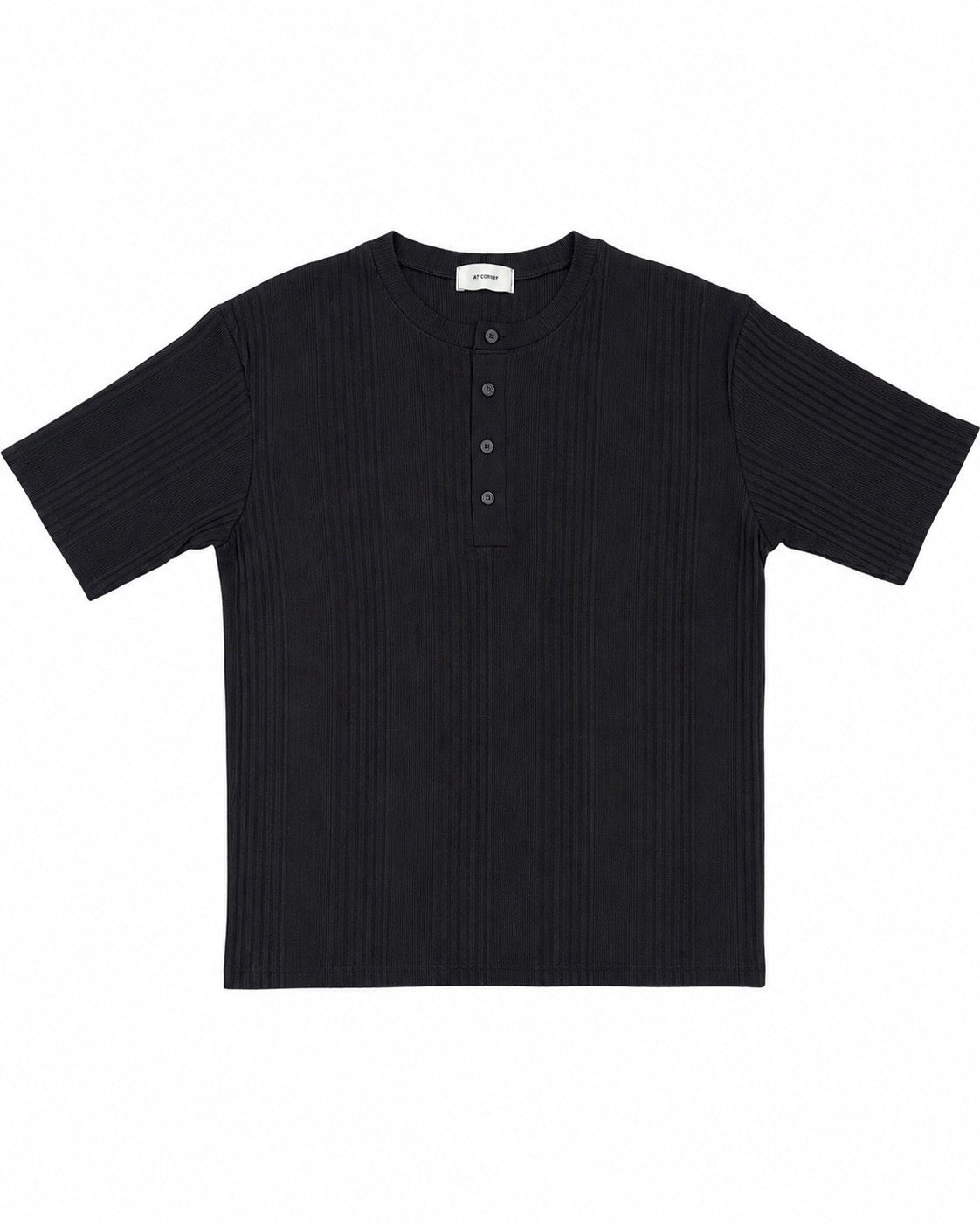 受注制【nmtc+】Ribbed Henley Neck Tee (3color)