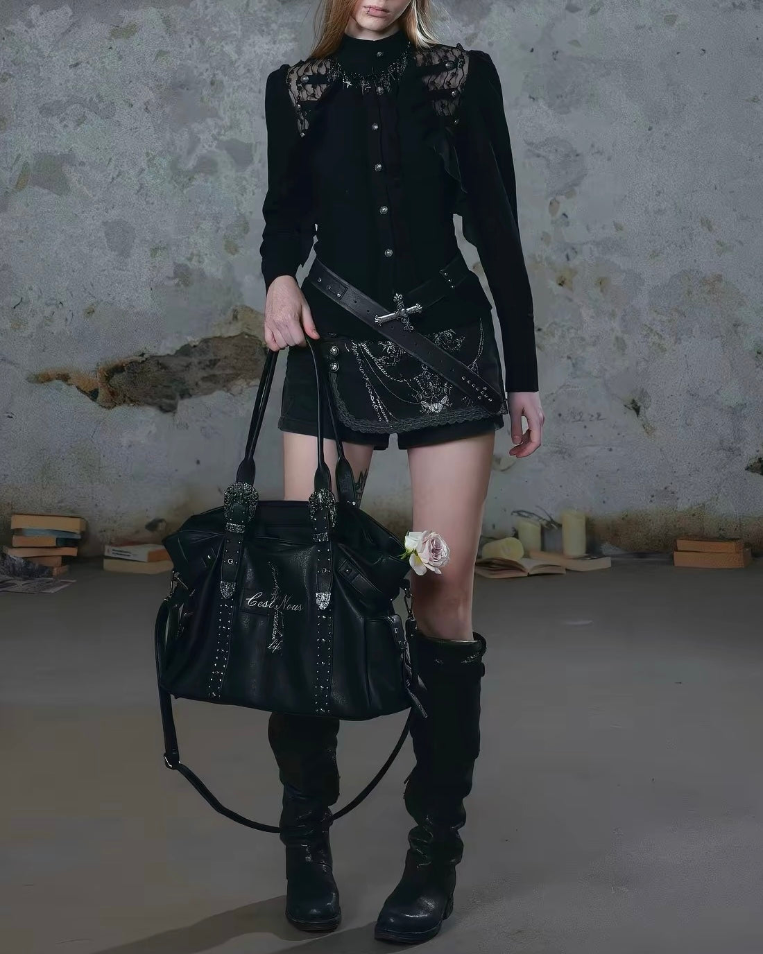 【Cest Nous】Graffiti Cross Leather Bag
