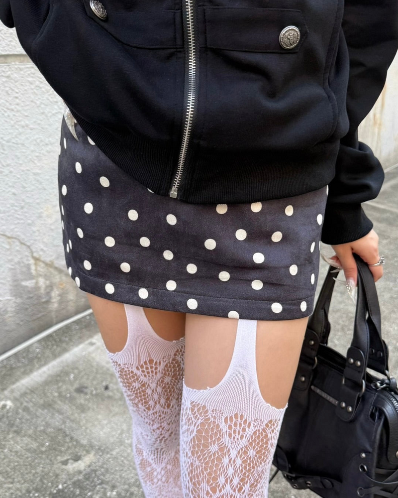 大阪店 WEB限定 国際配送【Never mind the XU】Dot Muse Mini Skirt