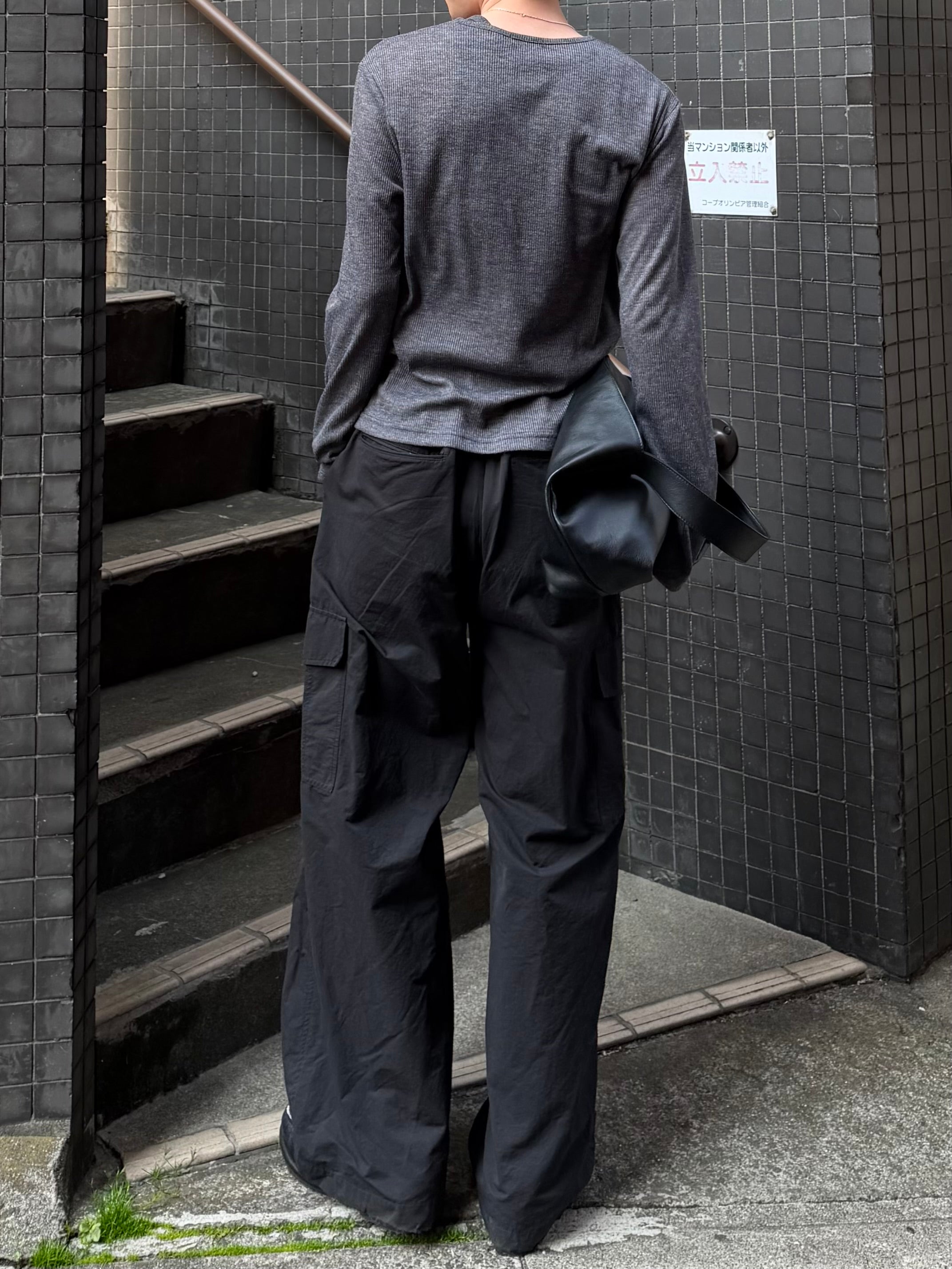 東京店WEB限定受注制【Chikashitsu +】rib knit henry neck tee (3color)