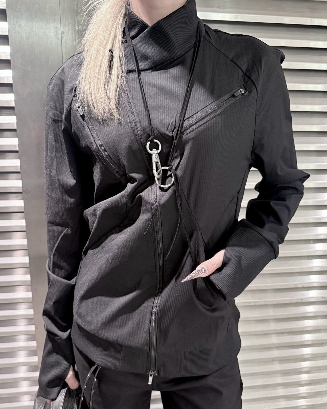 受注制【nmtc+】Asymmetric pocket zip-up Slim Jacket