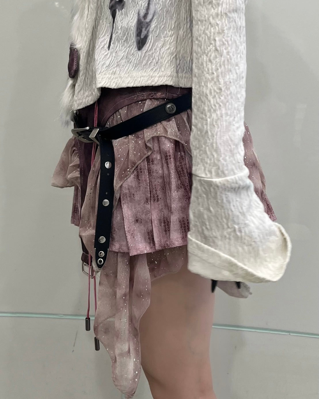 国際配送【BABY09】sequins garter belt skirt