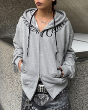 受注制【Never mind the XU】SCRIPT EYELET ZIP HOODIE (3color)