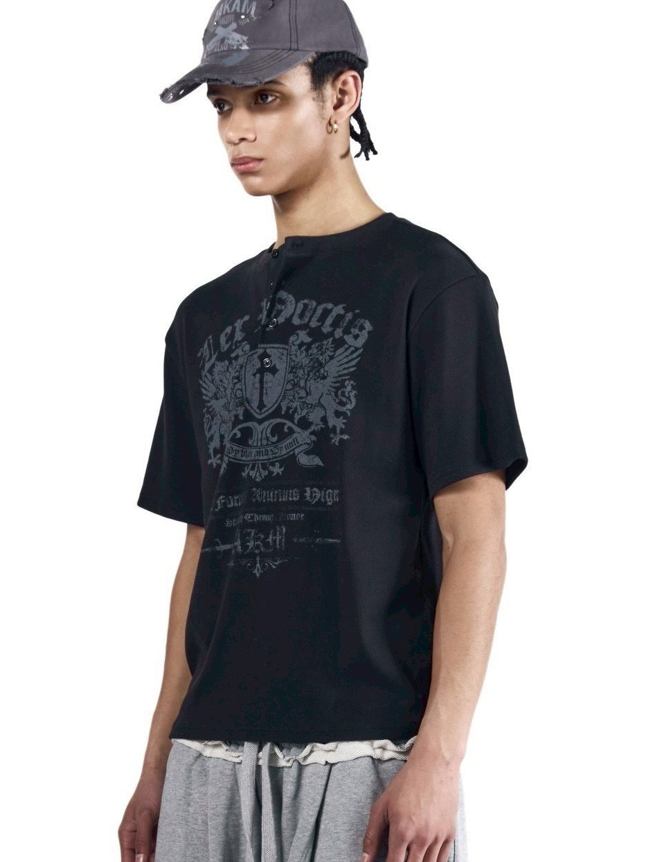 【AAKAM】Shield Henry Neck Half Top