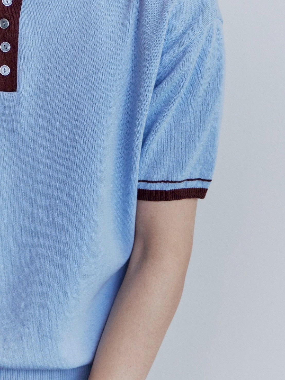 【Waviness】Accent Collar Polo Knit