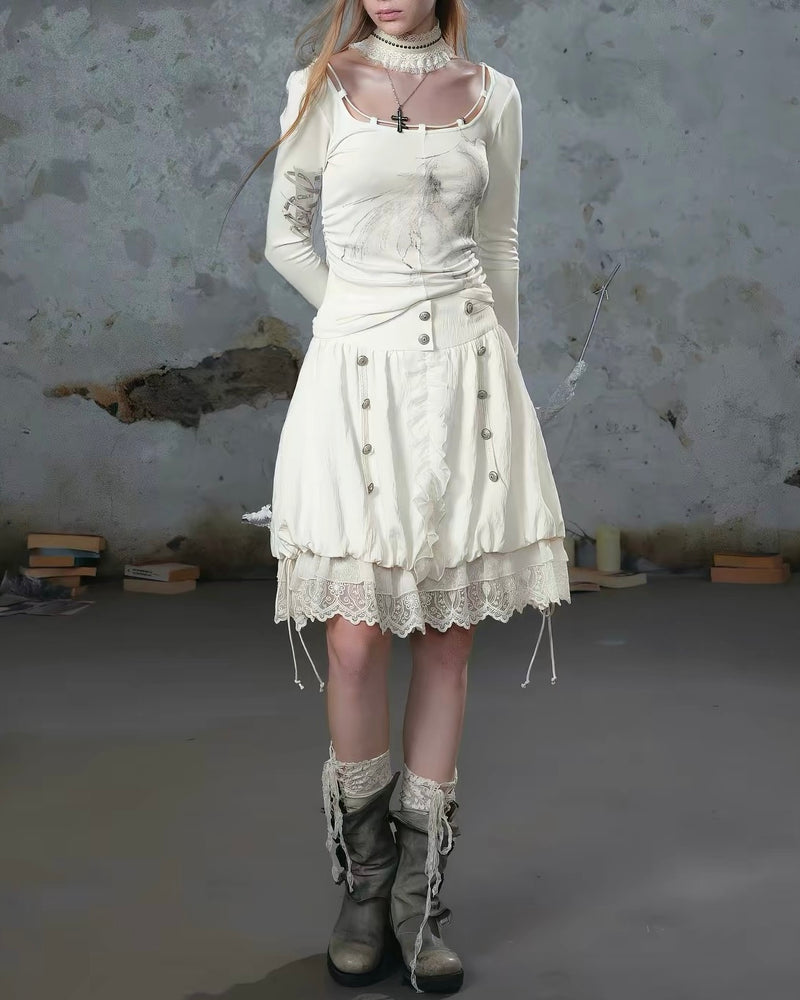 【Cest Nous】Lace Bud Skirt