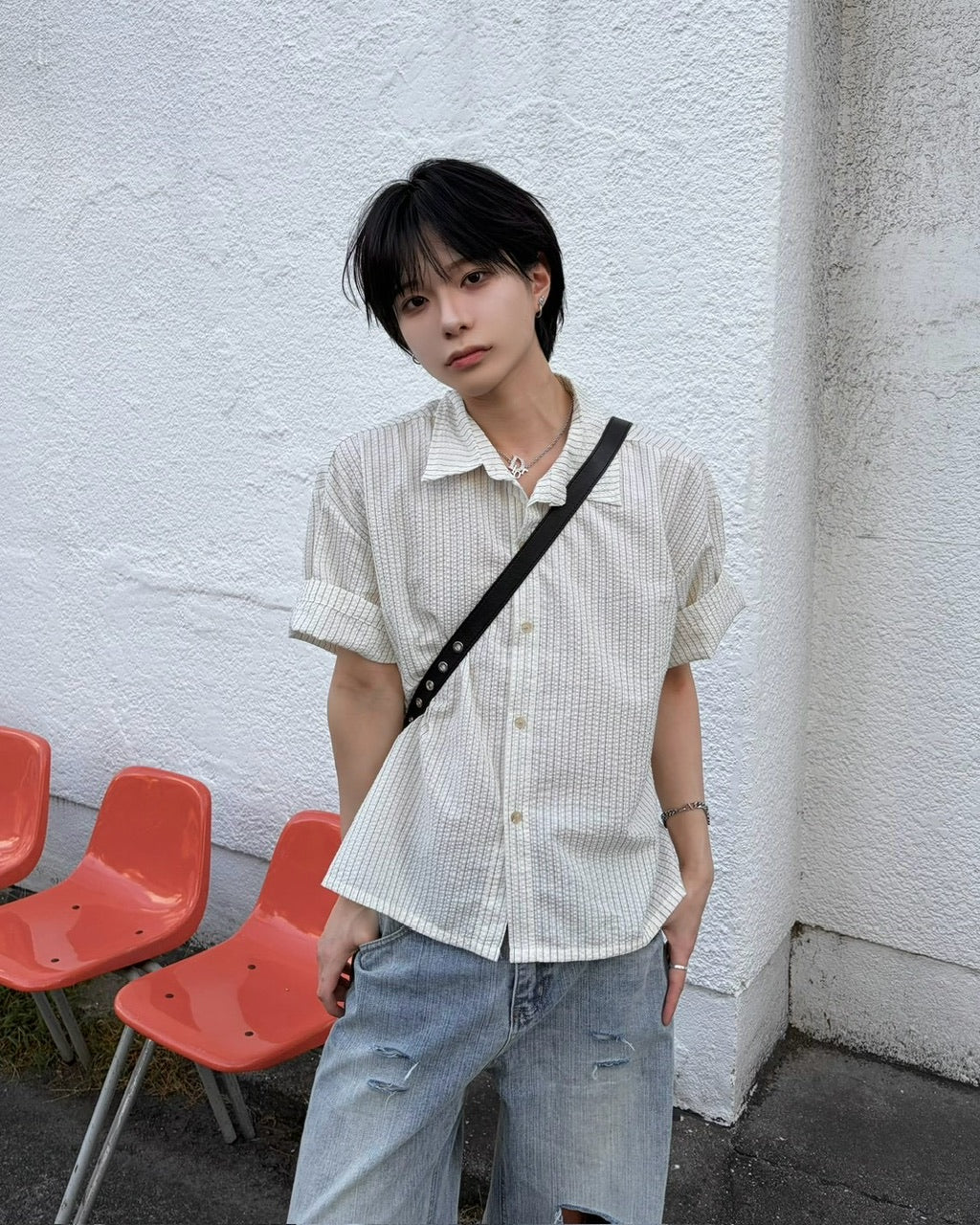 受注制【LUV CODE】ST Crop Short Sleeve Shirt (2color)