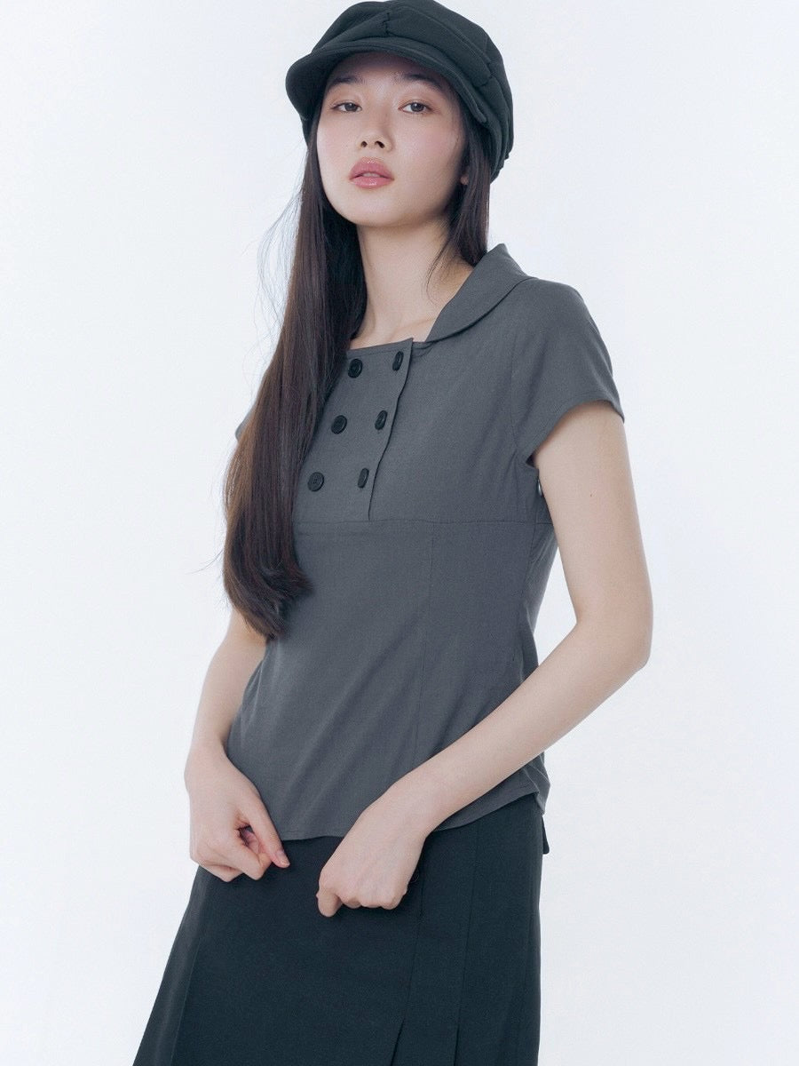 【Miseki seoul】Double button shirts top