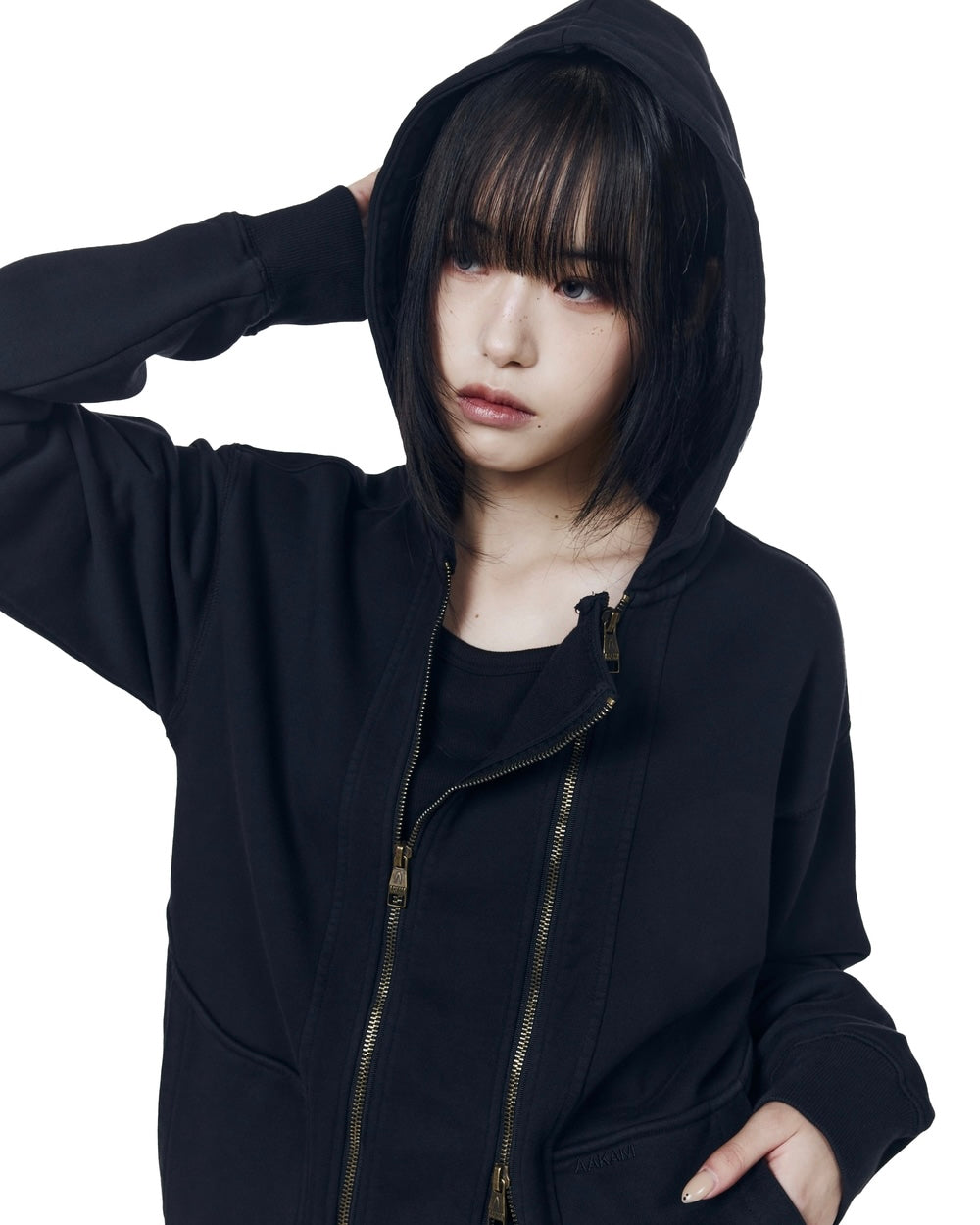 【AAKAM】Double Zippered Zip-Up Hoodie