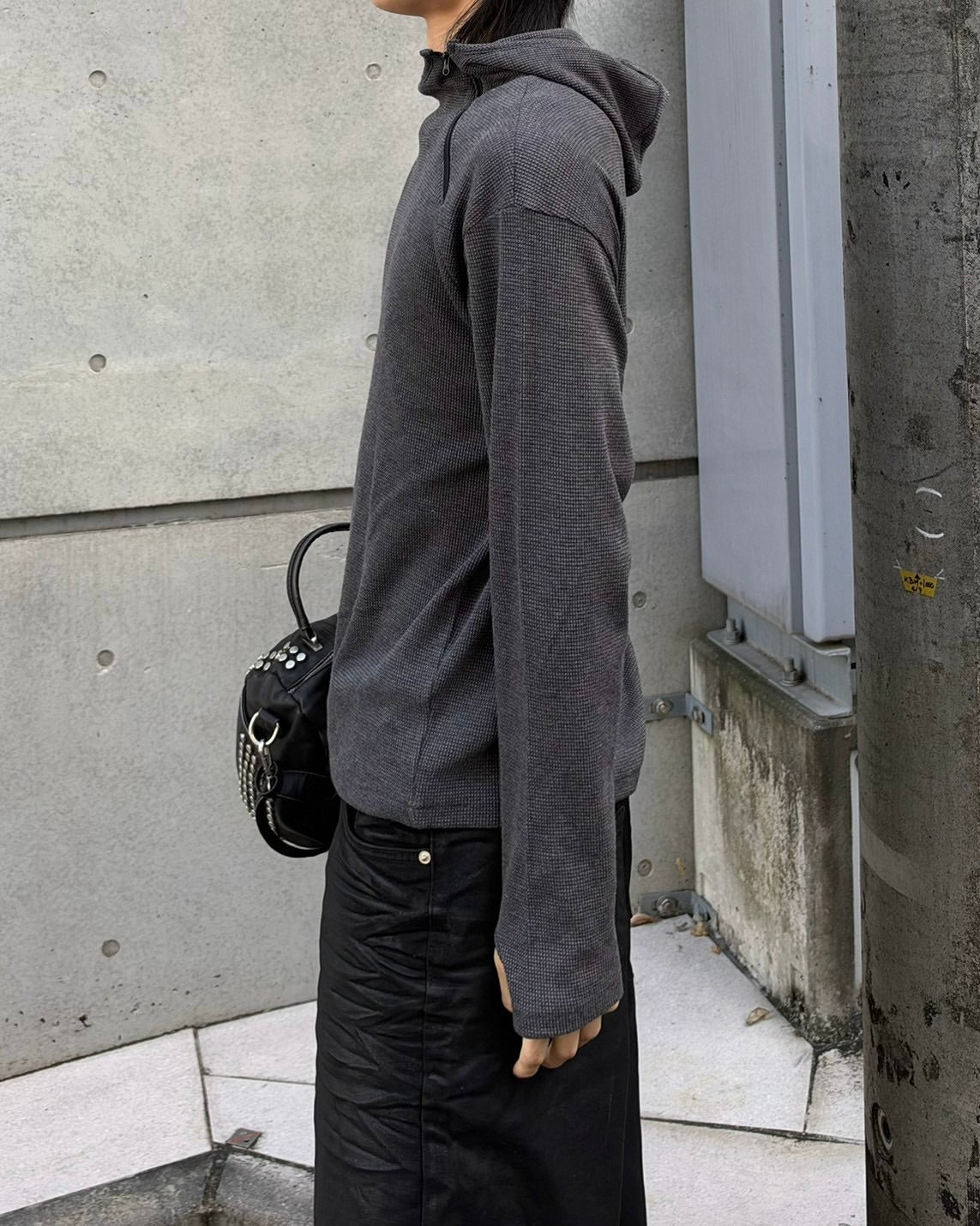 受注制【nmtc+】Diagonal Zip Hood Top (3color)