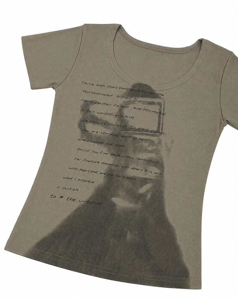 受注制【nmtc+】Lettering Slim Crop Tee